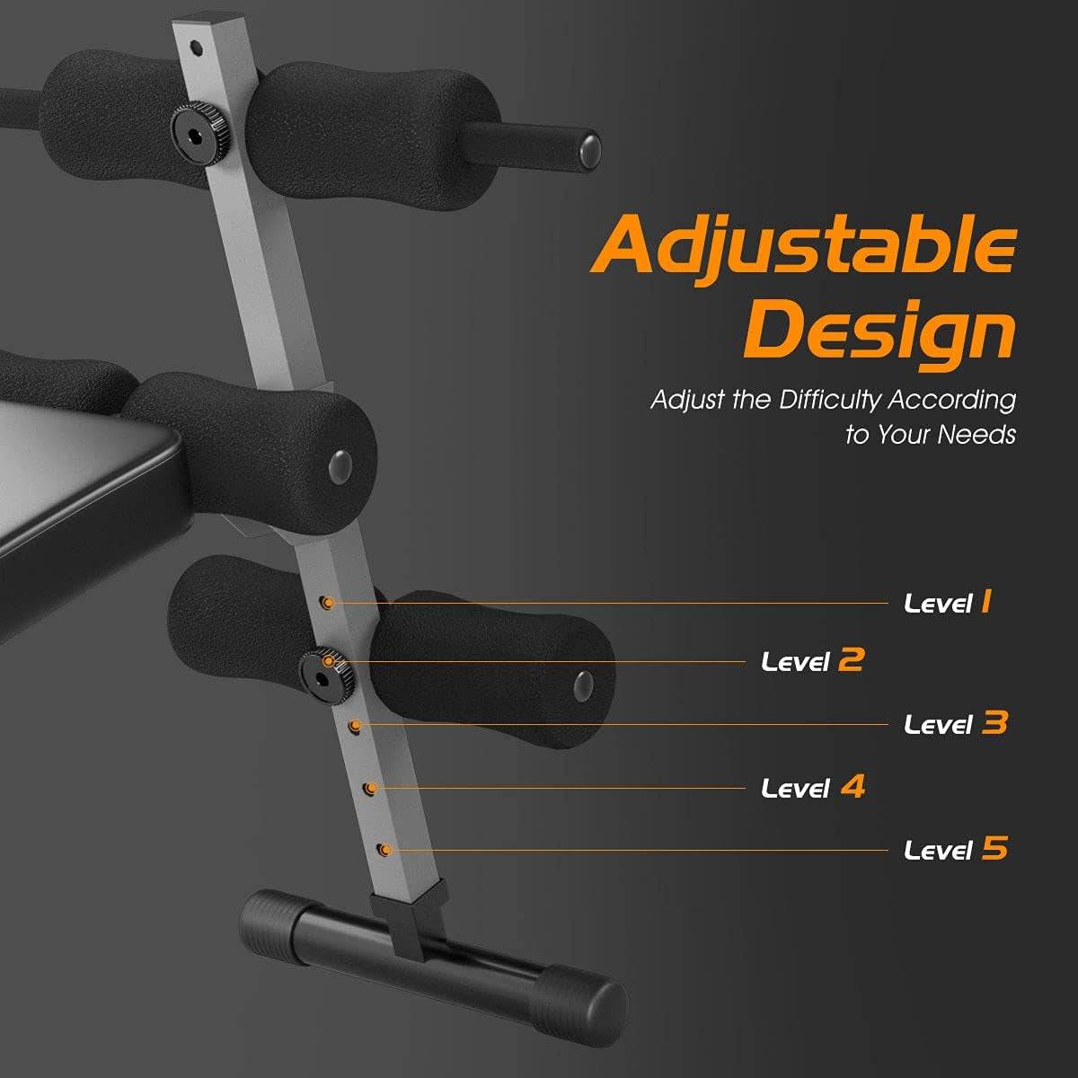 Sit Up Bench Adjustable for Home Workouts - Essential Fitness Equipment for Strength Training with Adjustable Sit Up Bench -