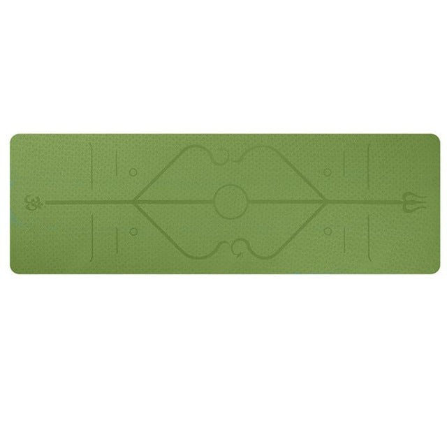 Non-Slip TPE Yoga Mat with Position Lines - Perfect for Beginners