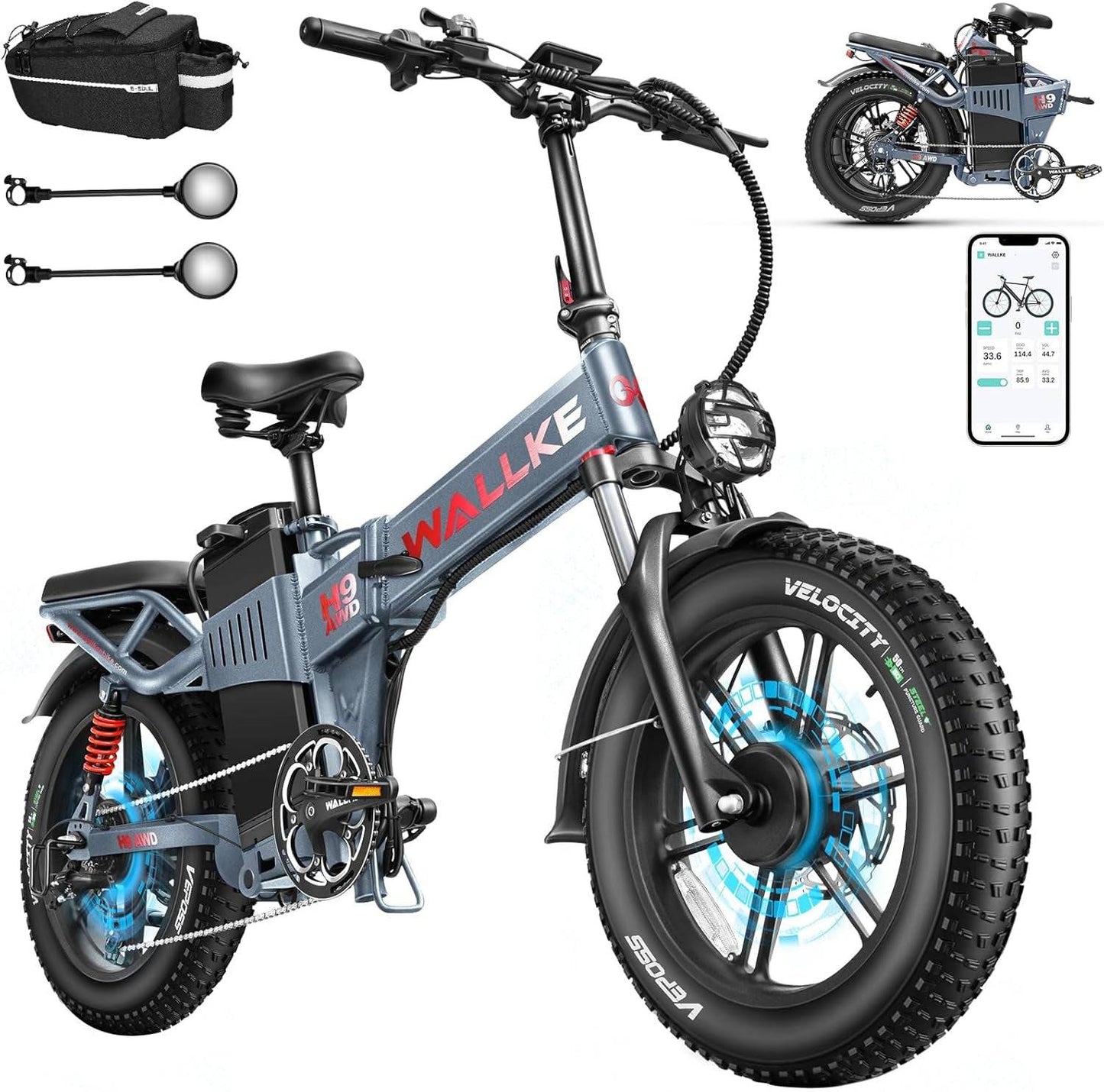 Electric Fat Tire Folding E-Bike for Adults - 20" Fat Tire with Hydraulic Brakes -