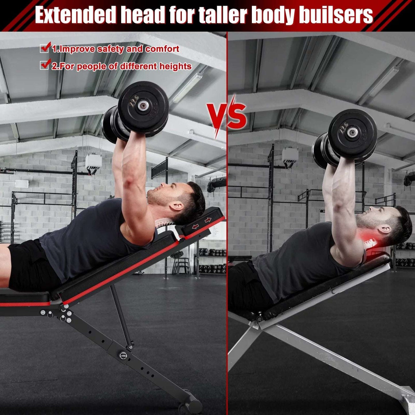 Foldable Weight Bench with 7 Adjustable Positions for Home Gym -