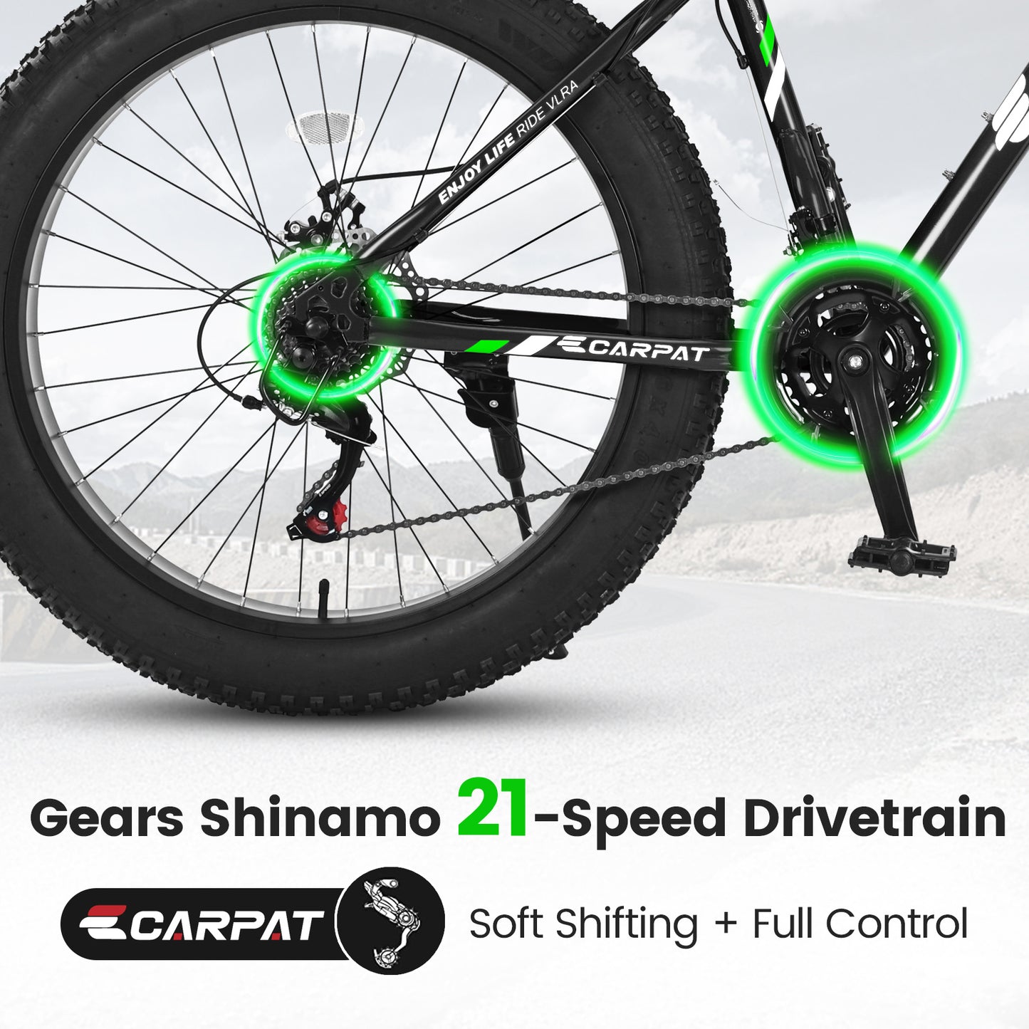 26" Fat Tire Mountain Bike - 21-Speed Shimano, Dual Disc