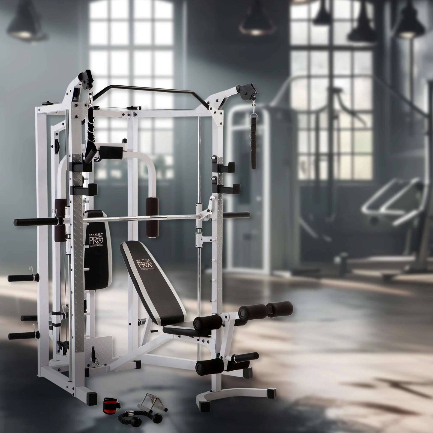 Combo All-in-One Home Gym Equipment for Full Body Workout - White -
