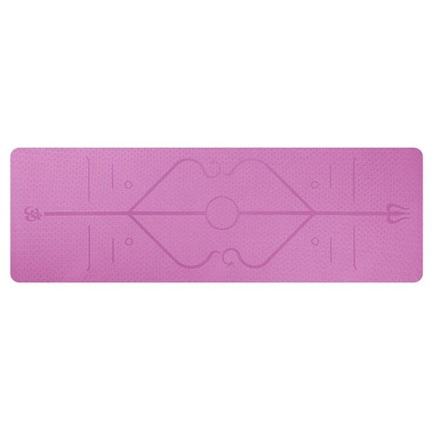 Non-Slip TPE Yoga Mat with Position Lines - Perfect for Beginners
