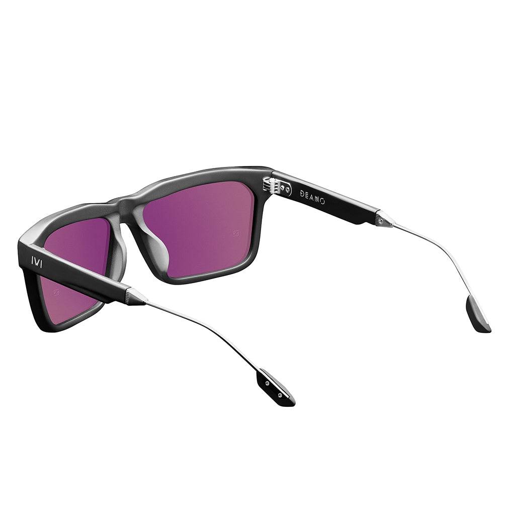 Deano Sunglasses - Matte Black Frame with Polished Gunmetal Accents and Grey AR Polarized Lens -