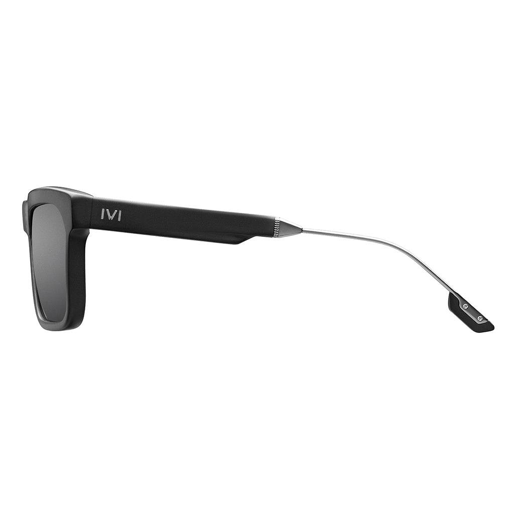 Deano Sunglasses - Matte Black Frame with Polished Gunmetal Accents and Grey AR Polarized Lens -