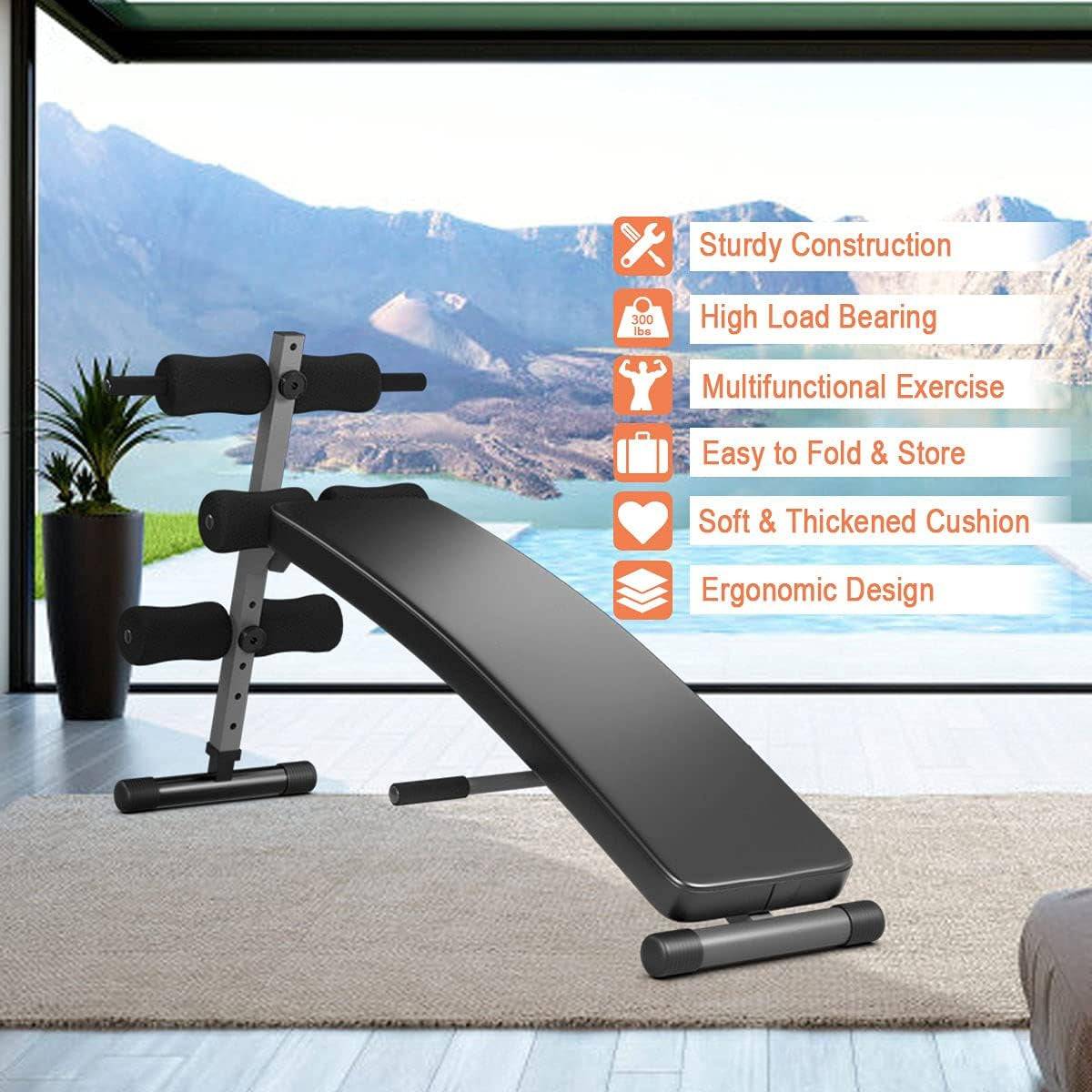 Sit Up Bench Adjustable for Home Workouts - Essential Fitness Equipment for Strength Training with Adjustable Sit Up Bench -