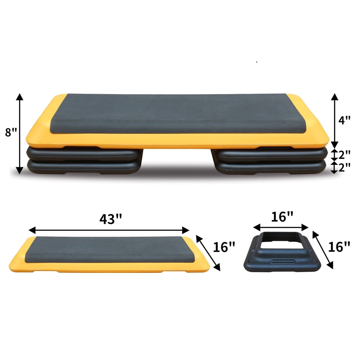 Adjustable Aerobic Stepper for Fitness Training - 4 Level Step Platform