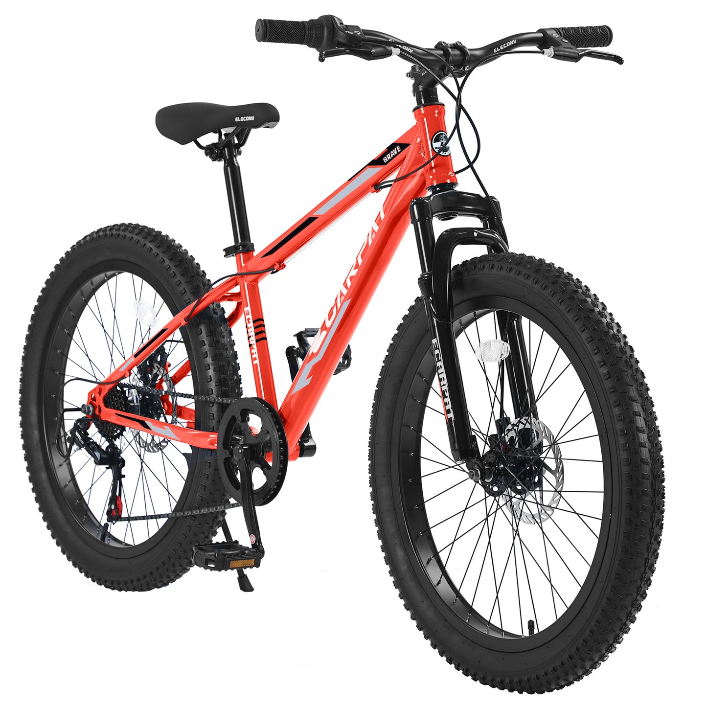 24" Fat Tire Mountain Bike - 7-Speed Shimano, Dual Disc Brake & Suspension