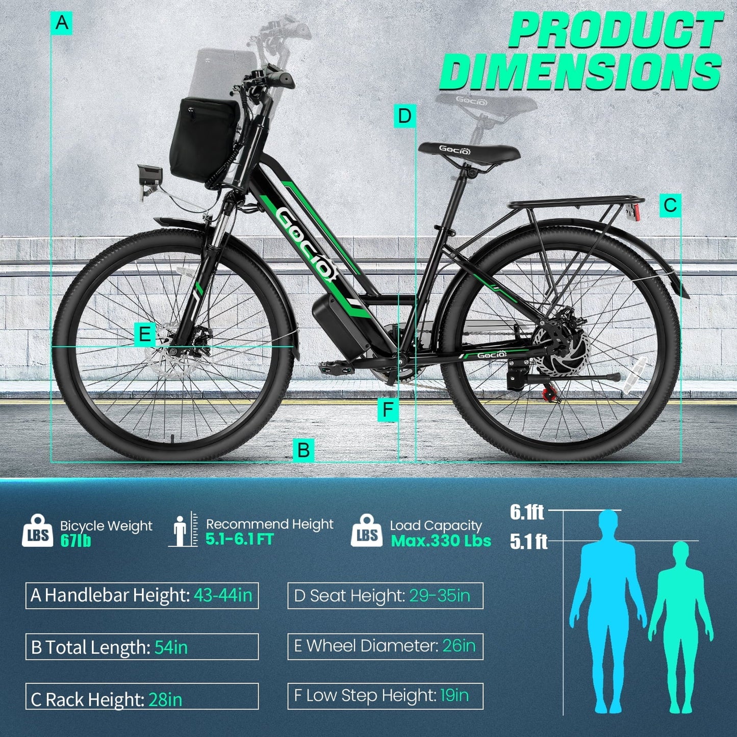 Electric Bike 500W - 26" Low Step Frame with 48V Battery and 7-Speed Gear -