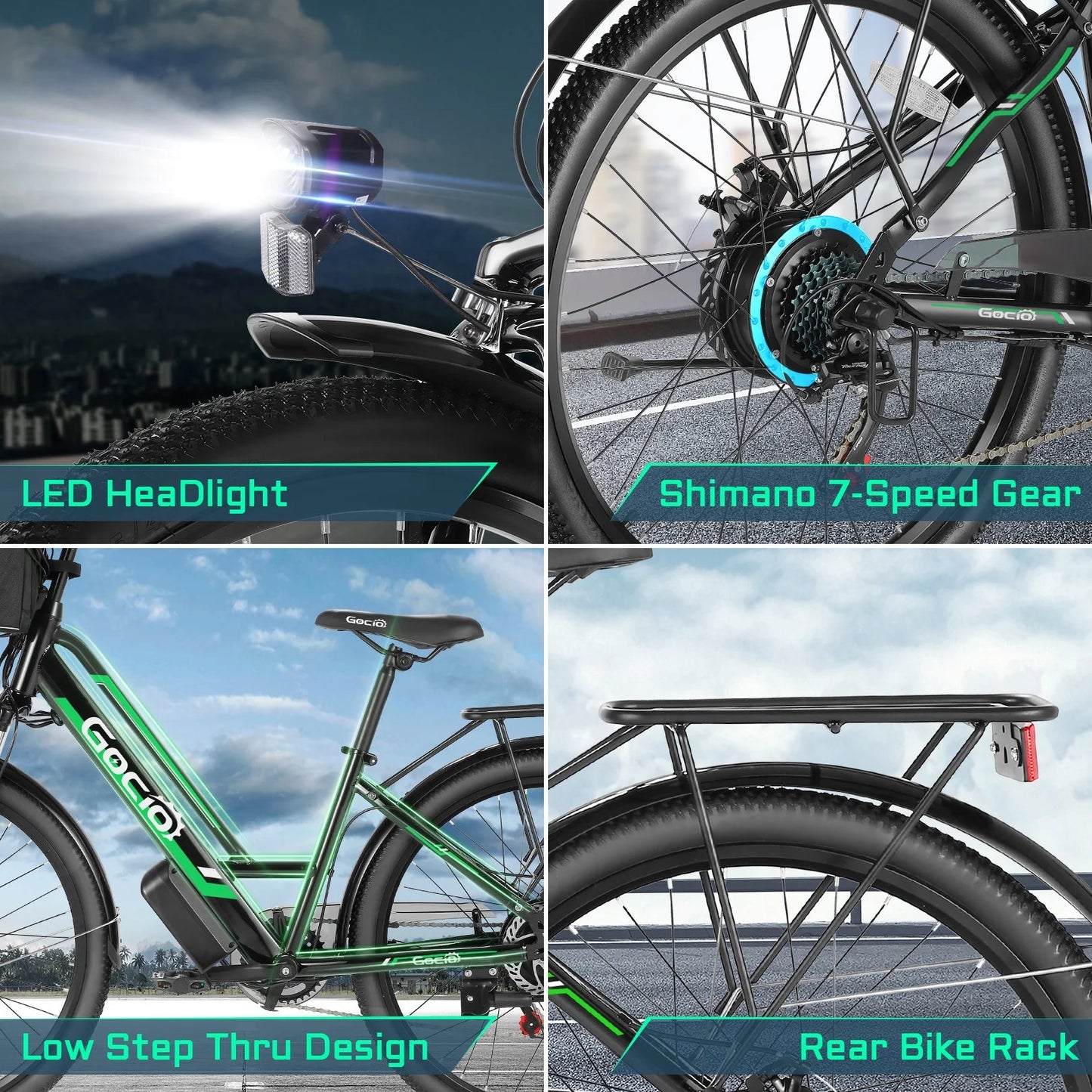 Electric Bike 500W - 26" Low Step Frame with 48V Battery and 7-Speed Gear -