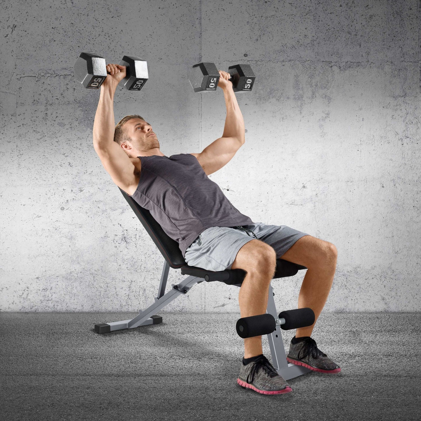Strength Adjustable Workout Bench - 600 Lb Capacity, Black & Gray -