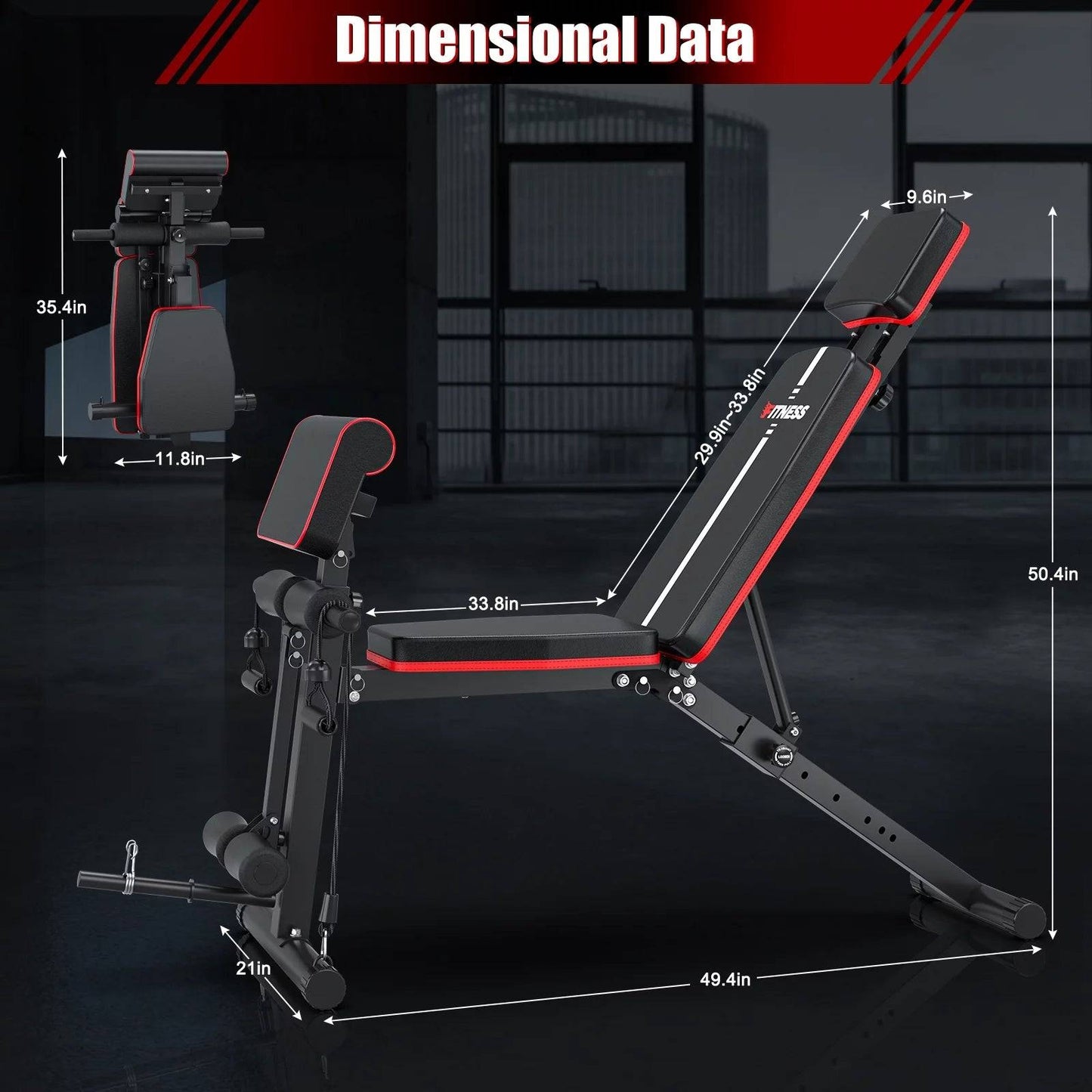 Foldable Weight Bench with 7 Adjustable Positions for Home Gym -