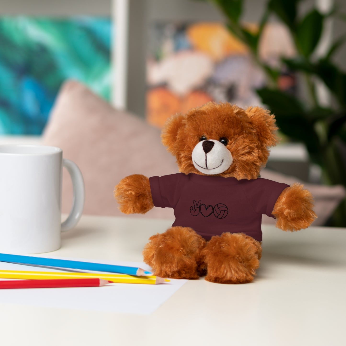 Cute Volleyball Teddy Bear with Tee, Stuffed Animal Gift