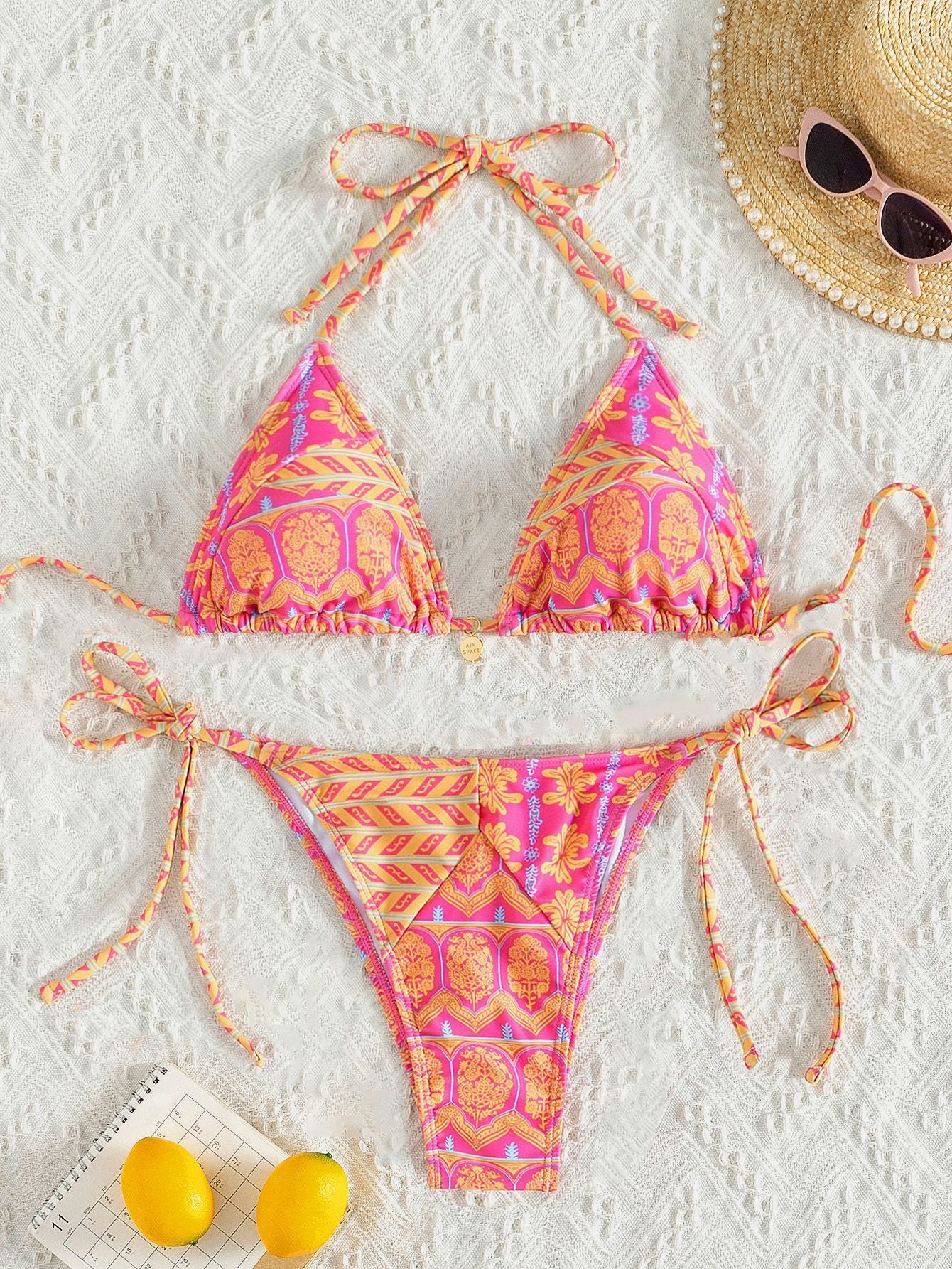 Split Bikini Swimsuit - Printing & Stitching Details