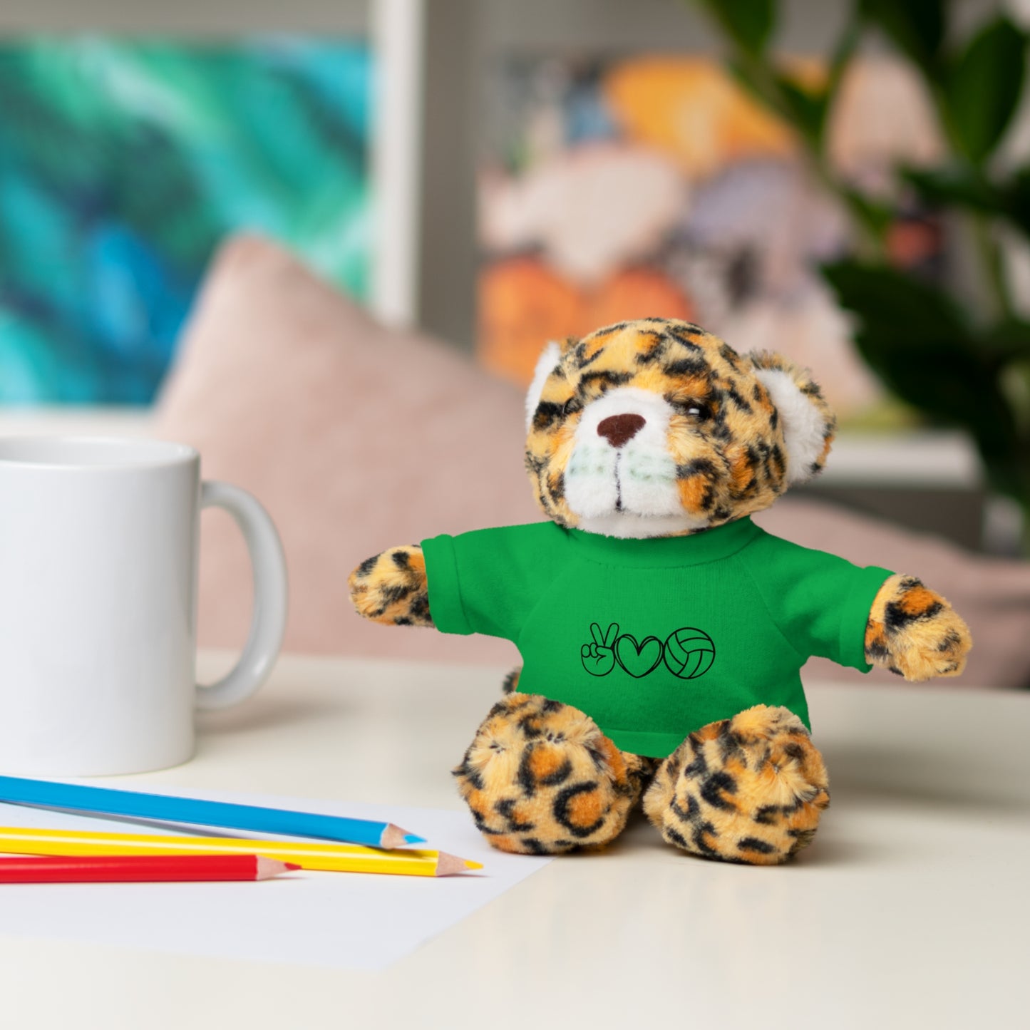 Cute Volleyball Teddy Bear with Tee, Stuffed Animal Gift