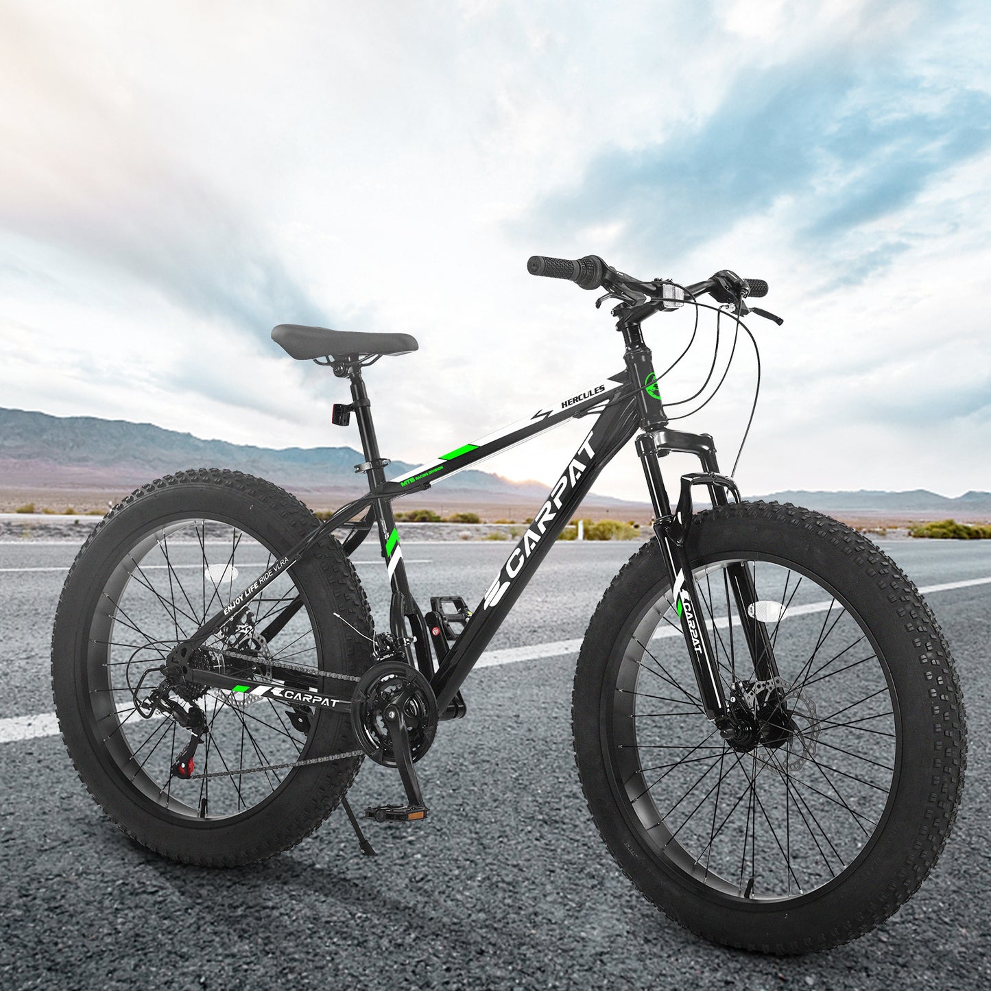 26" Fat Tire Mountain Bike - 21-Speed Shimano, Dual Disc