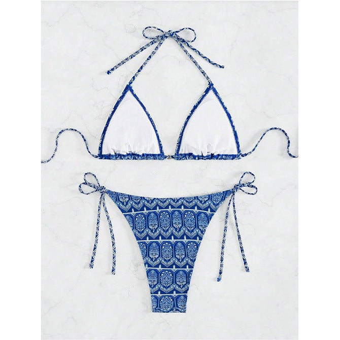 Split Bikini Swimsuit - Printing & Stitching Details