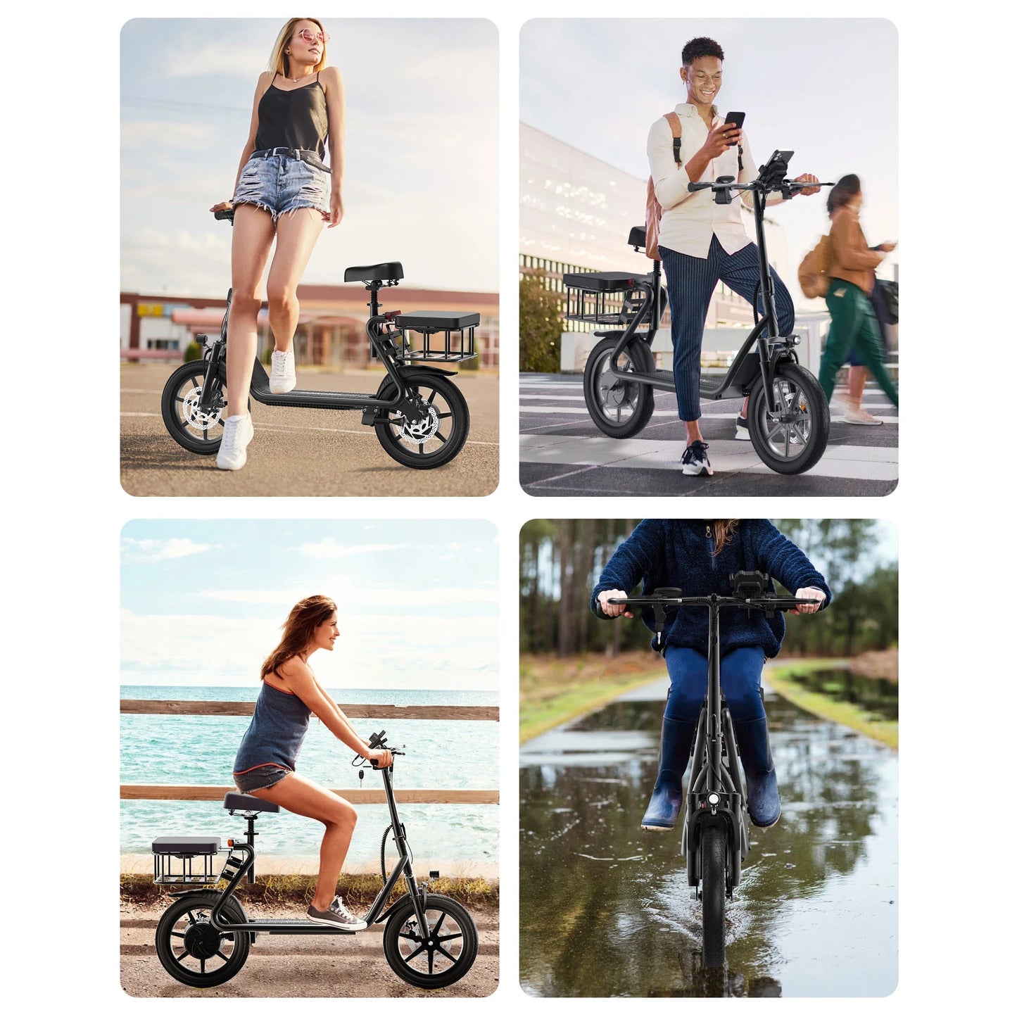 Electric Scooter for Adults, Max 25 Miles Range, with 14" Tires, 500W, 22MPH, Black
