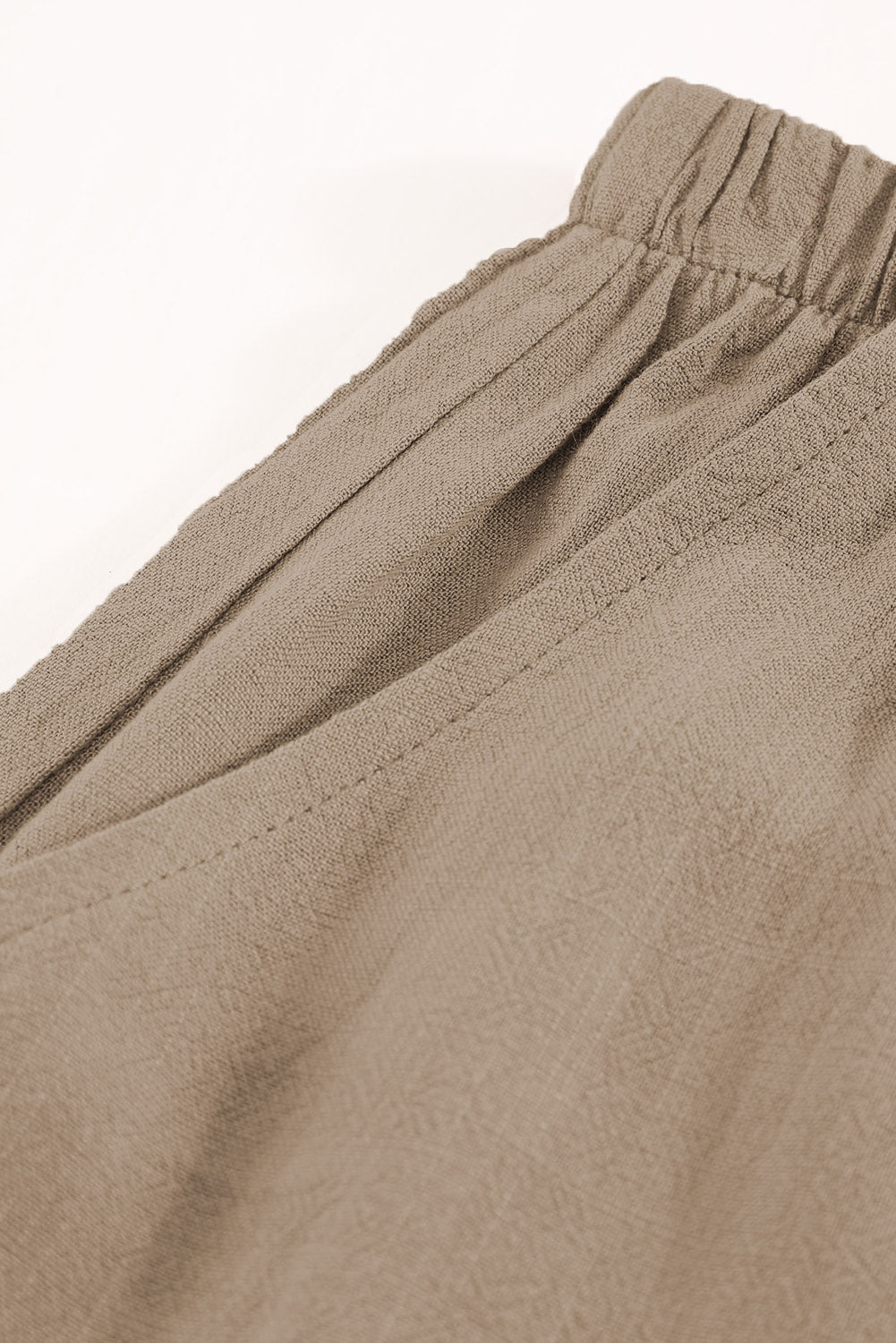 Khaki High Waist Pocketed Ruffle Shorts -