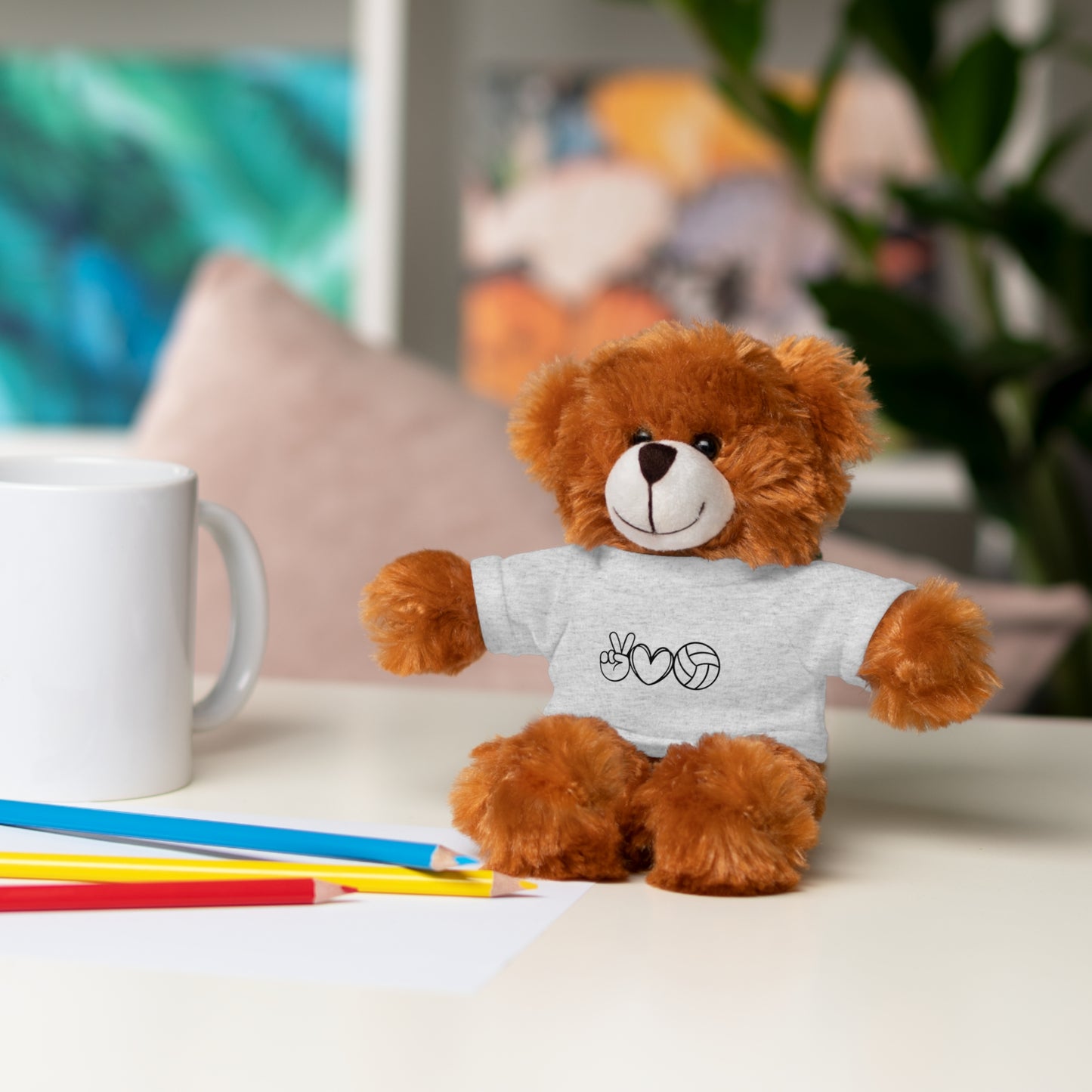 Cute Volleyball Teddy Bear with Tee, Stuffed Animal Gift