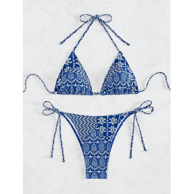 Split Bikini Swimsuit - Printing & Stitching Details
