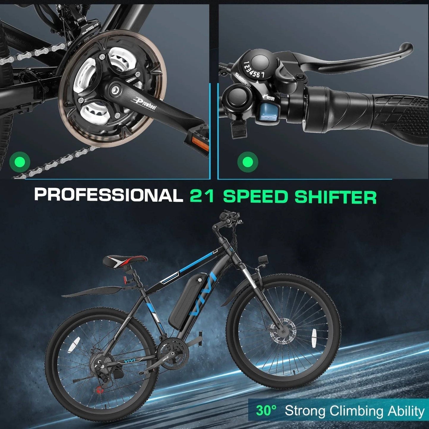 Electric Bike 26" Adult Electric Mountain Bike 48V 500W Hardtail Electric Commuter Bike 21 Speed with Cruise Control up to 19.8MPH, UL2849 Certified -