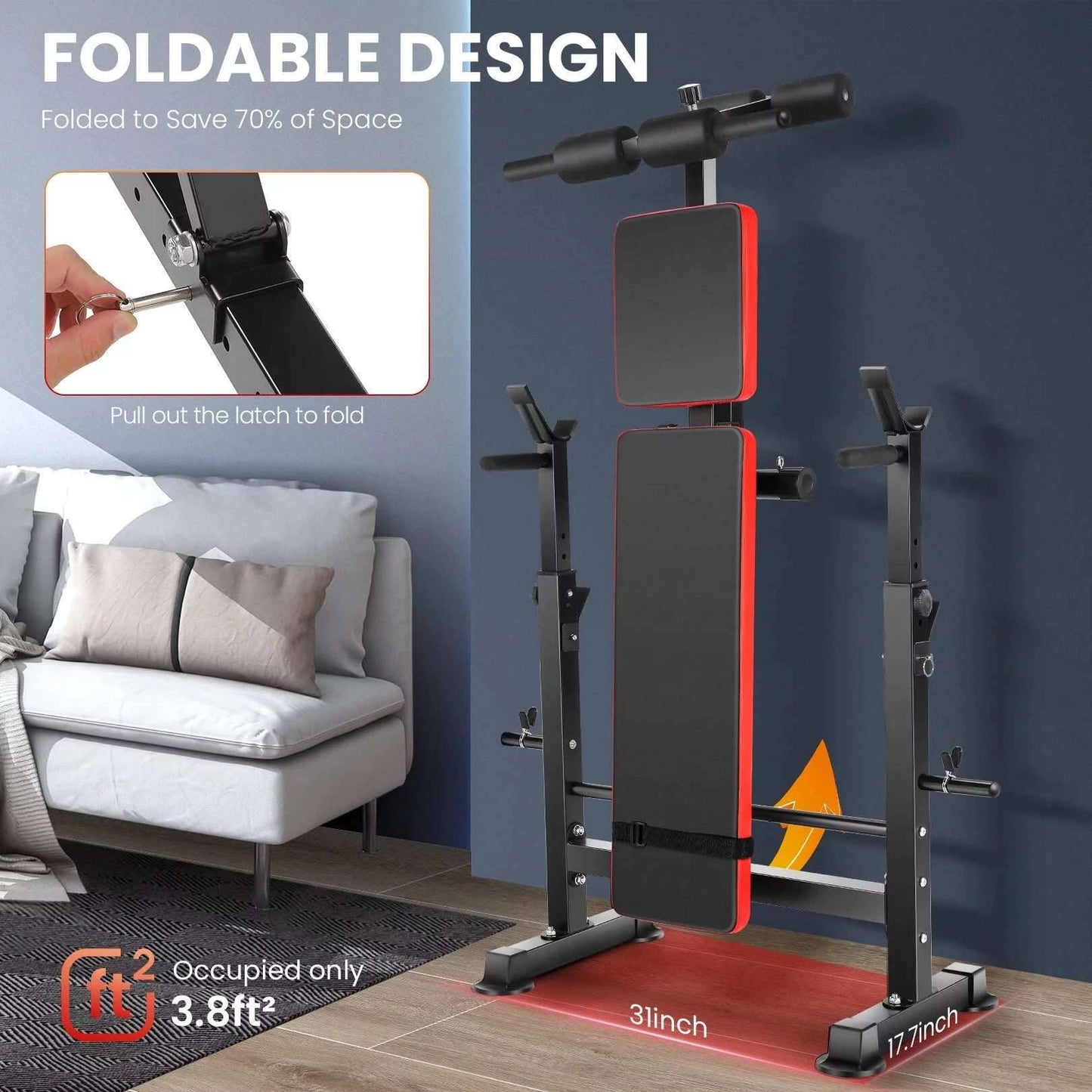 Adjustable Weight Bench Set - 6 in 1 Bench Press for Versatile Workout -