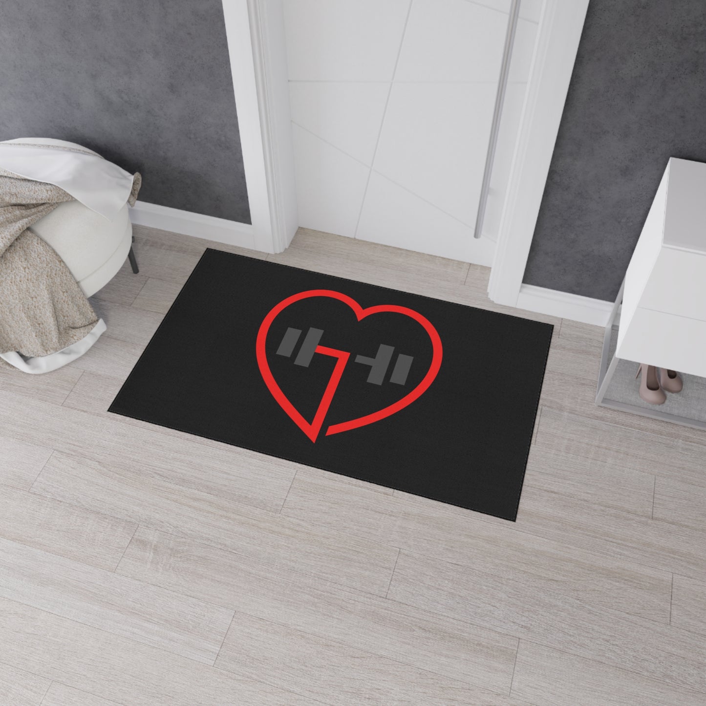 Heart Shape Weightlifting Floor Mat, Gym Decor, Exercise Area Rug, Fitness Floor Covering