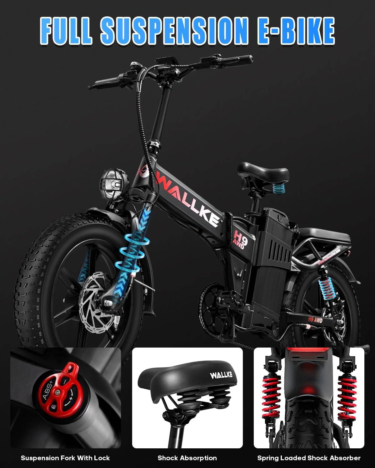Electric Fat Tire Folding E-Bike for Adults - 20" Fat Tire with Hydraulic Brakes -