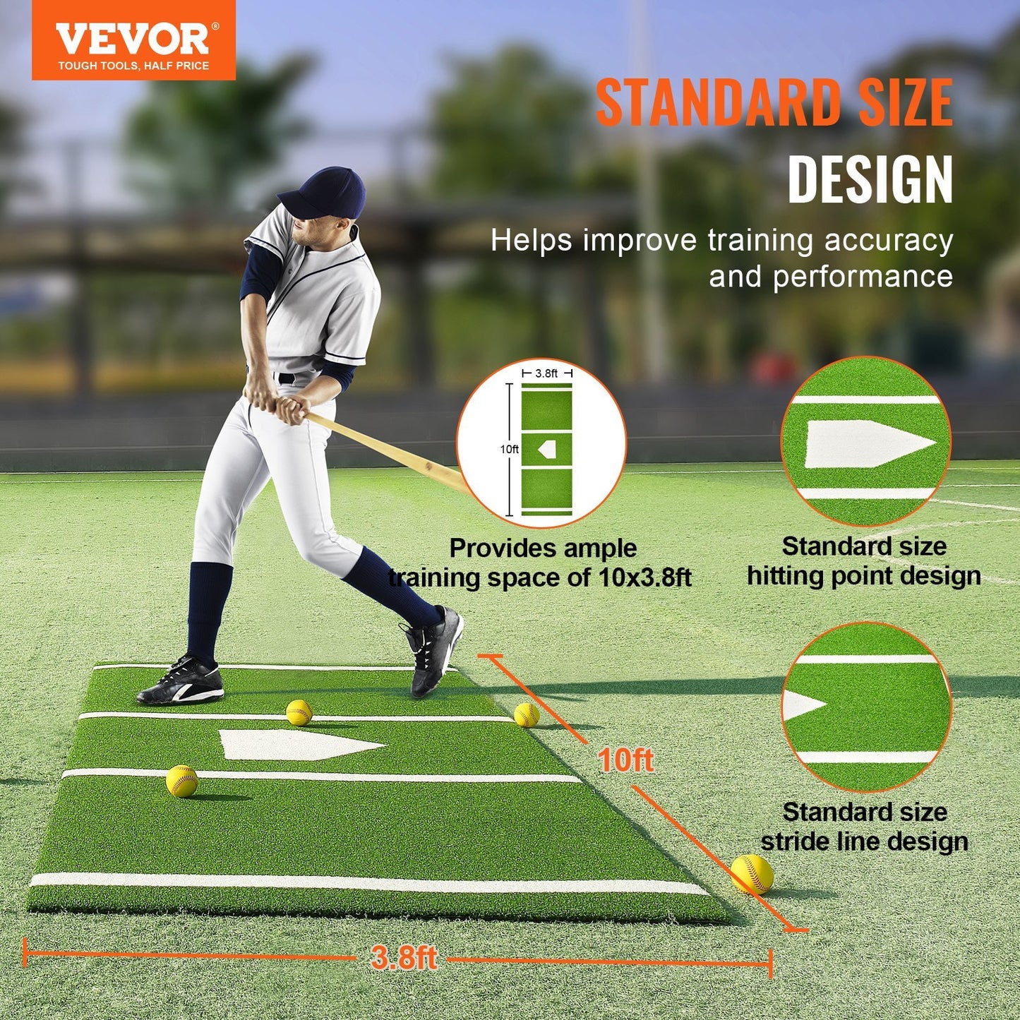 VEVOR Baseball & Softball Hitting Batting Mat - Indoor/Outdoor Training Aid