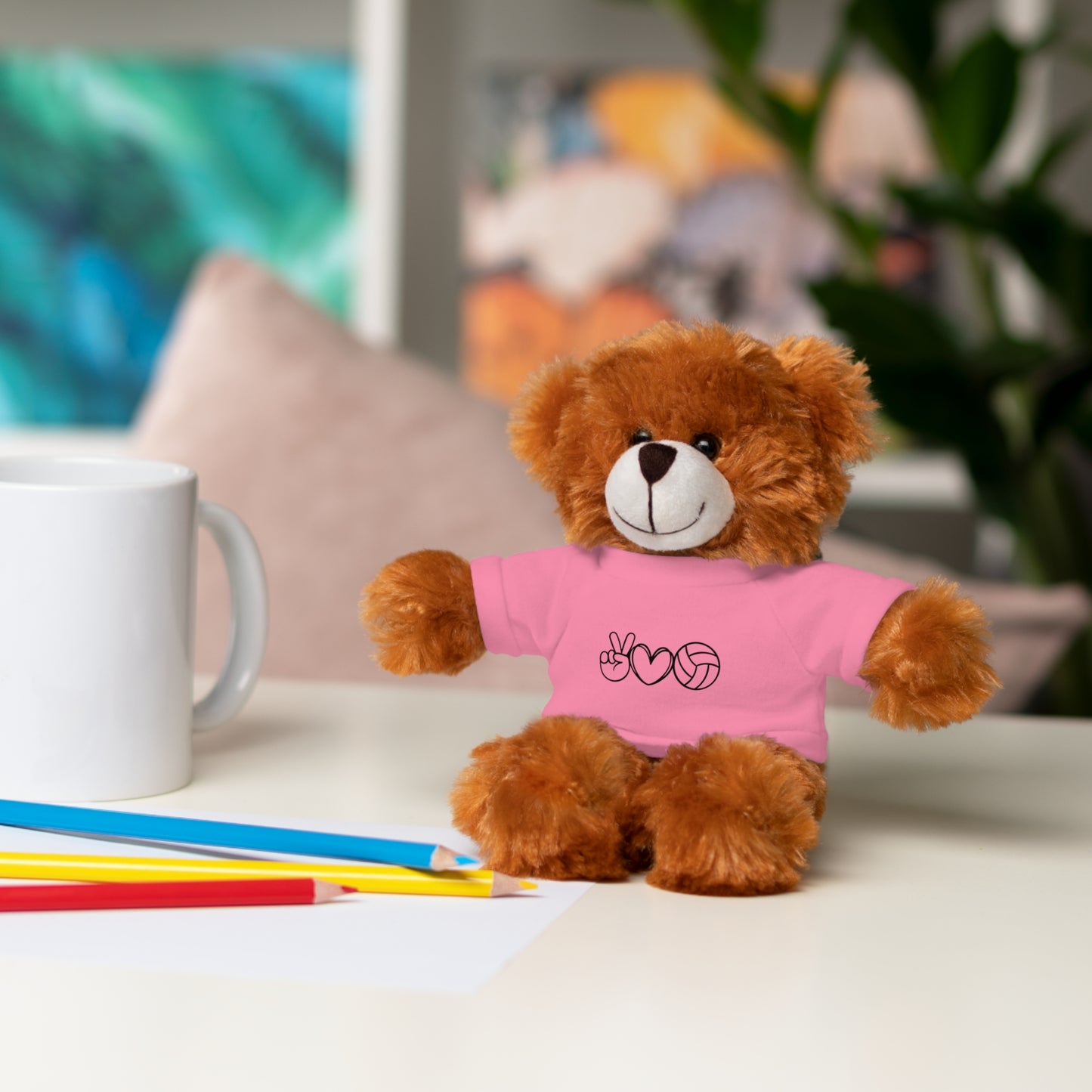 Cute Volleyball Teddy Bear with Tee, Stuffed Animal Gift