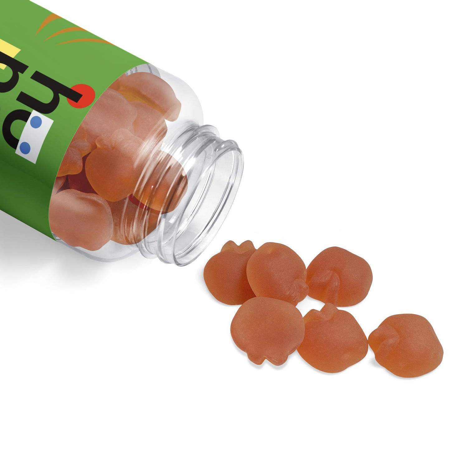 Open bottle of Apple Cider Vinegar Supplements, showing 60 Gummies for Digestive Health & Energy, with product details visible.