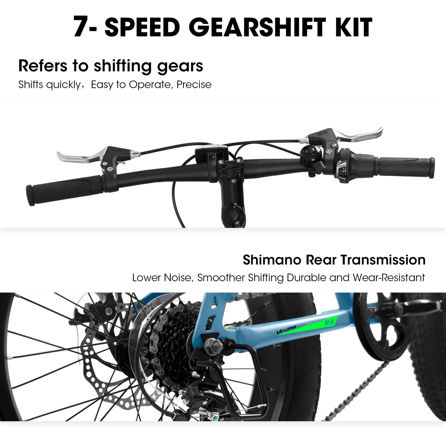 Kids Fat Tire Mountain Bike 20 Inch with 7 Speed and Dual Disc Brakes