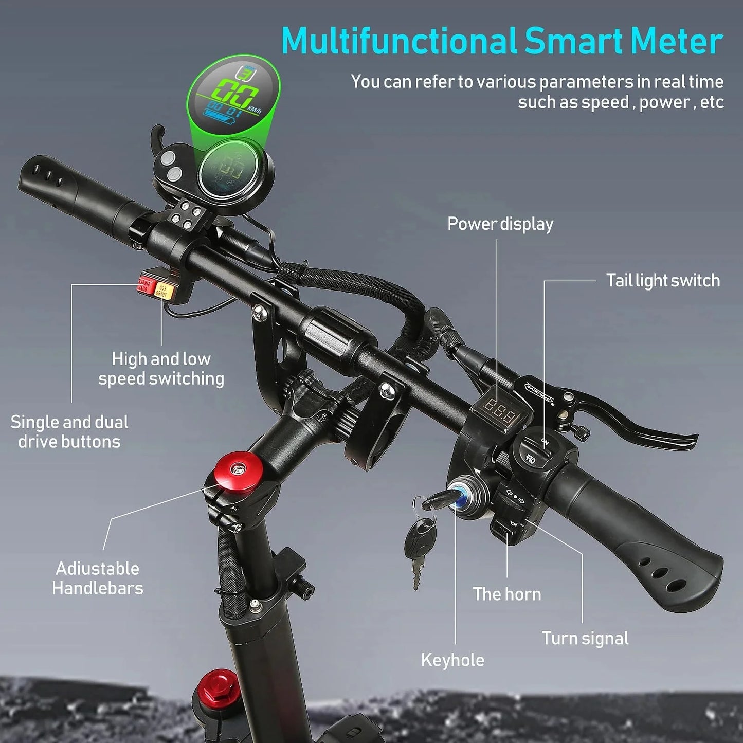 Electric Scooter, Folding Scooter, Dual Motor 60V27AH Battery, Dual Disc Hydraulic Oil Brake, Dual Shock Absorption, with Seat
