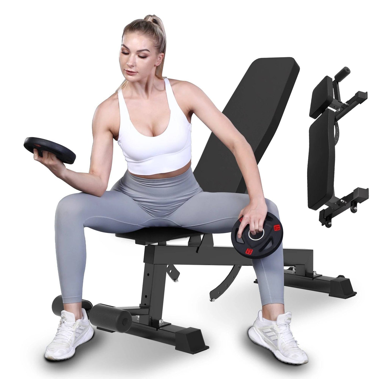 Foldable Adjustable Weight Bench with Leg Attachment for Versatile Workouts -