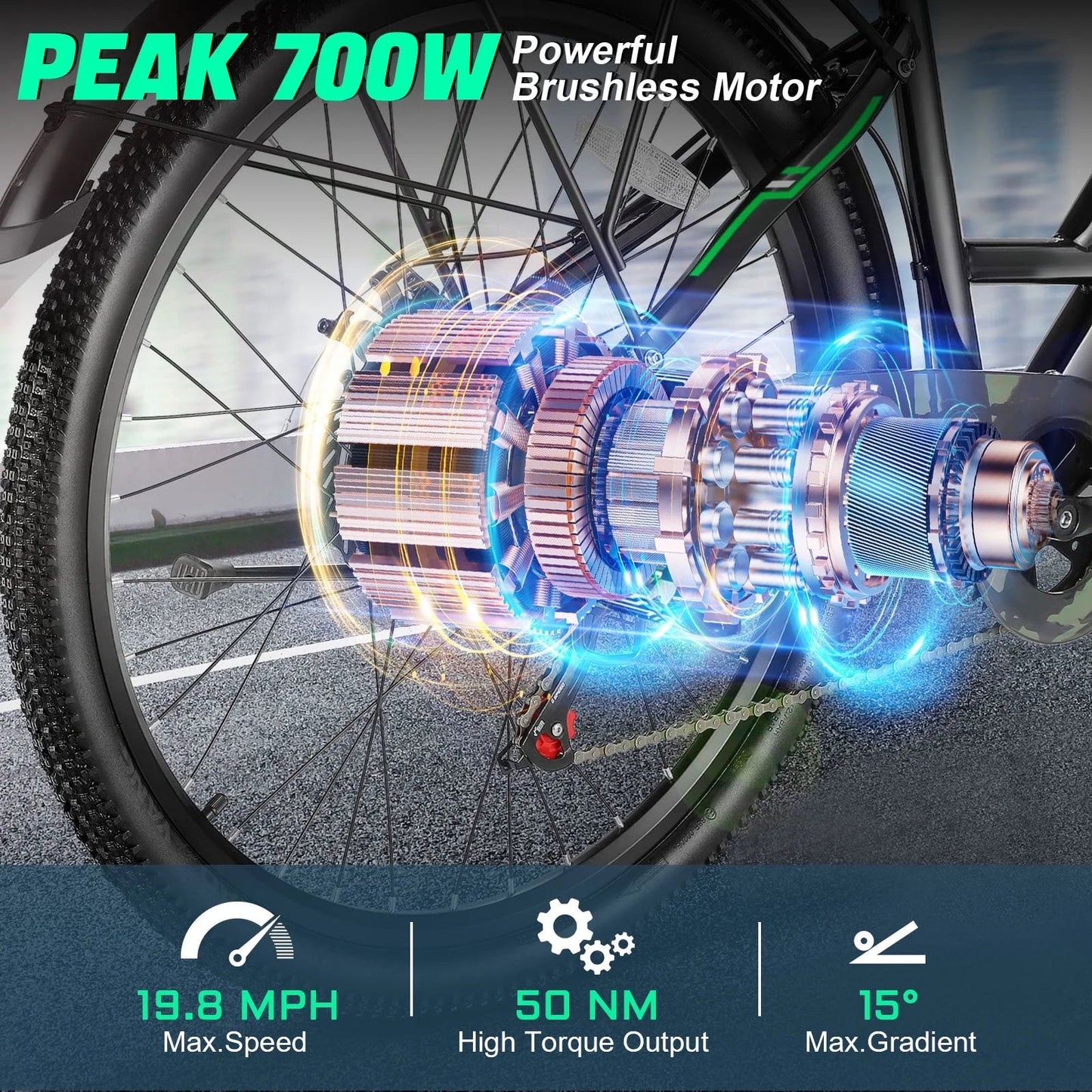 Electric Bike 500W - 26" Low Step Frame with 48V Battery and 7-Speed Gear -