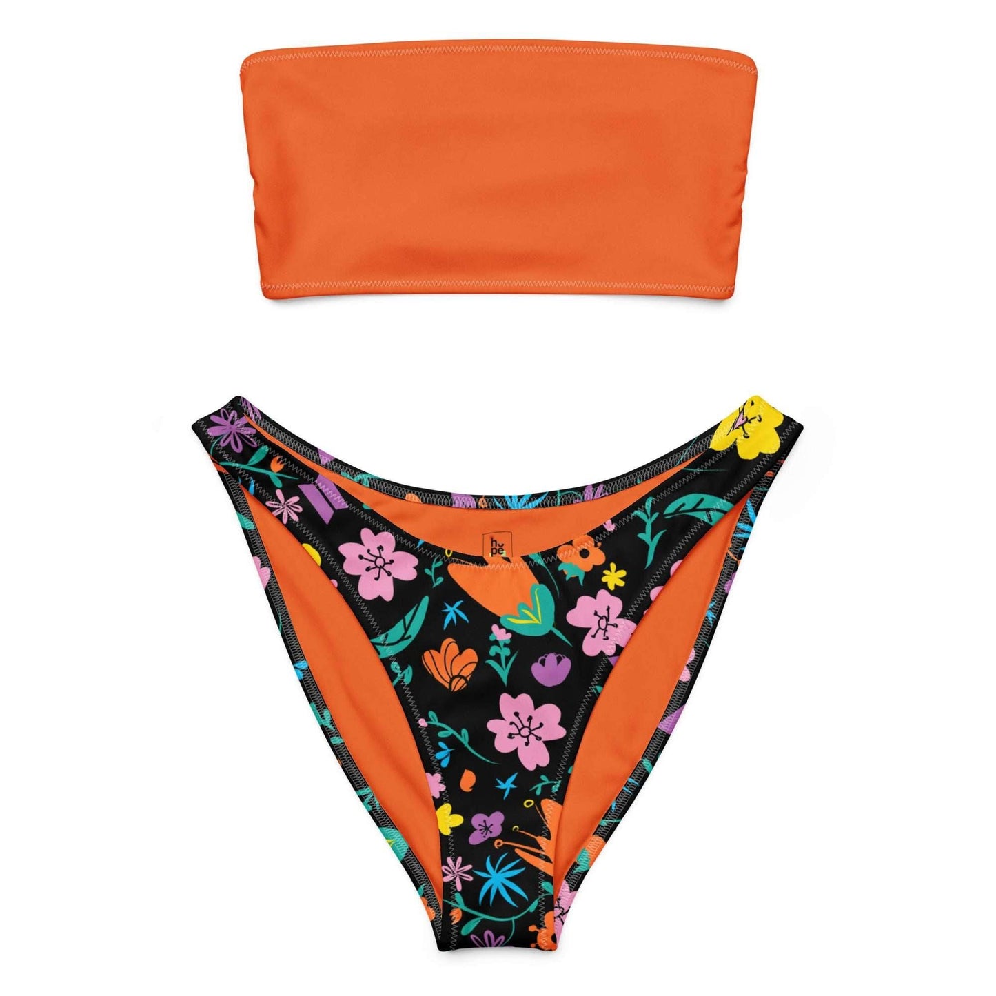 Women's Recycled Bandeau Bikini with Floral Design -