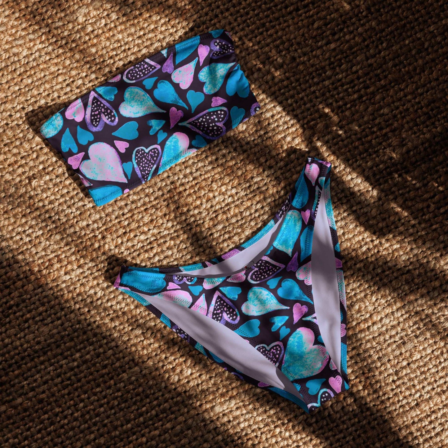 Women's Recycled Bikini - Heart Bandeau Style -