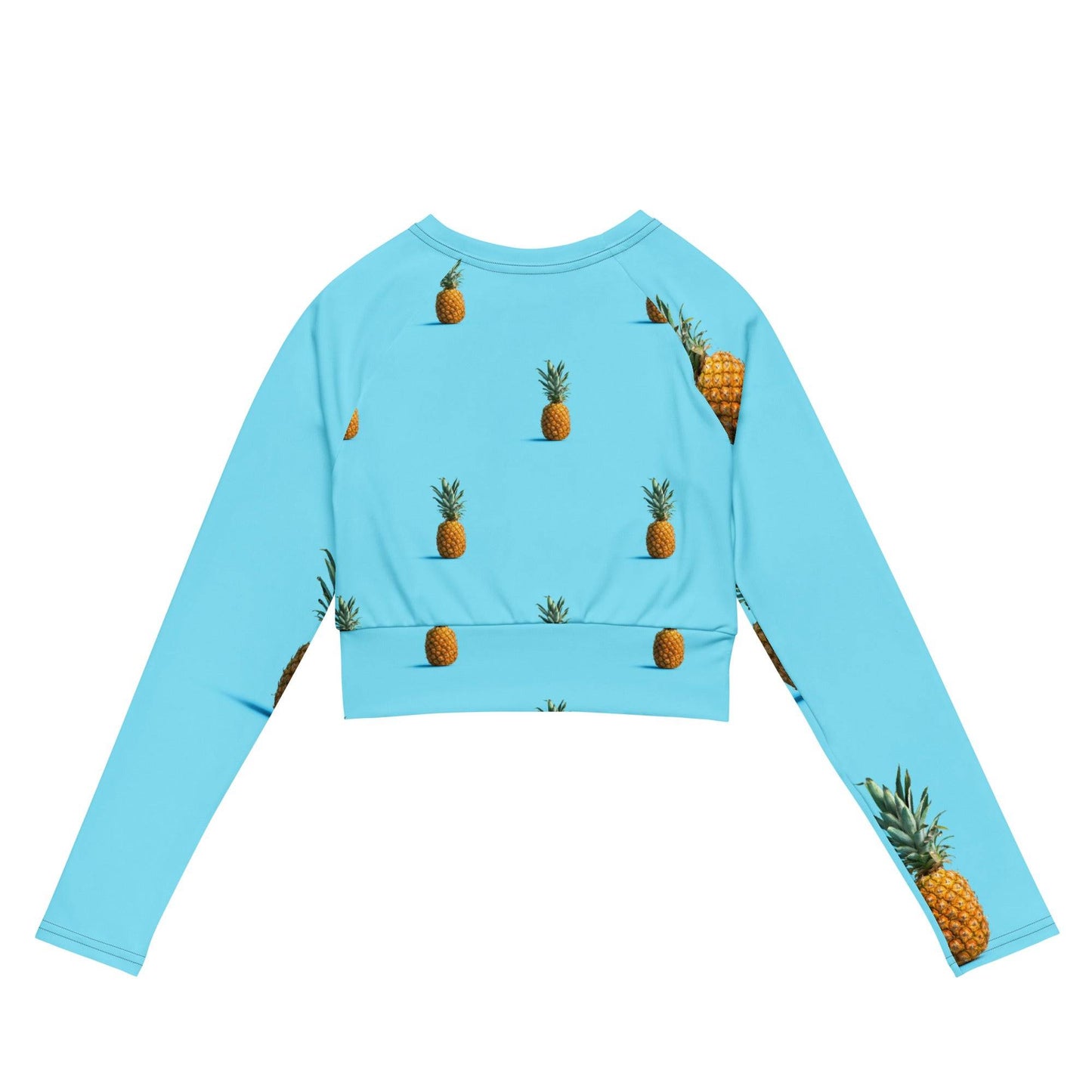 Women's Recycled Crop Top in Pineapple Print - Sustainable Long Sleeve Fashion -