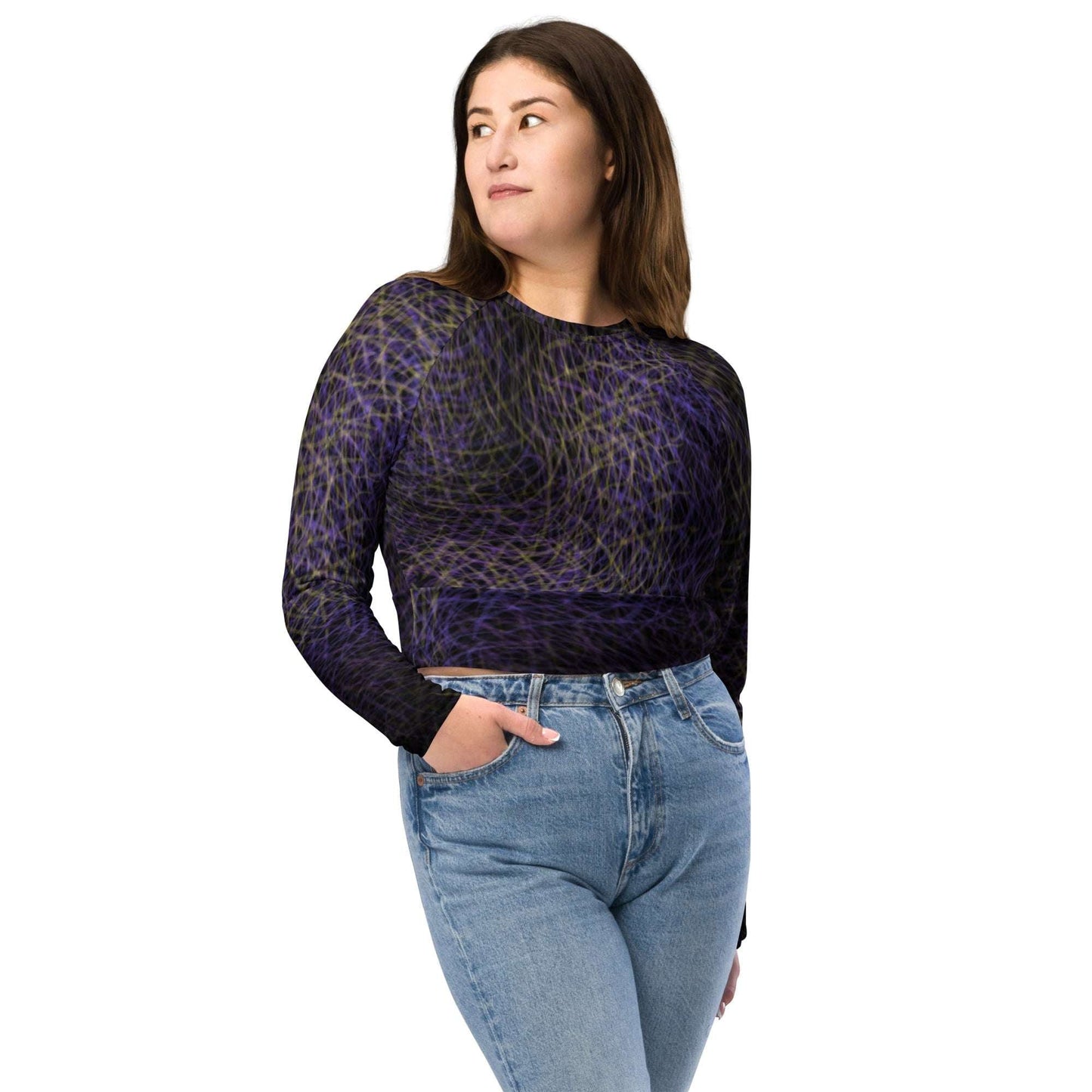 Women's Recycled Crop Top - Long Sleeve in Cyber Color for Eco-Friendly Style -