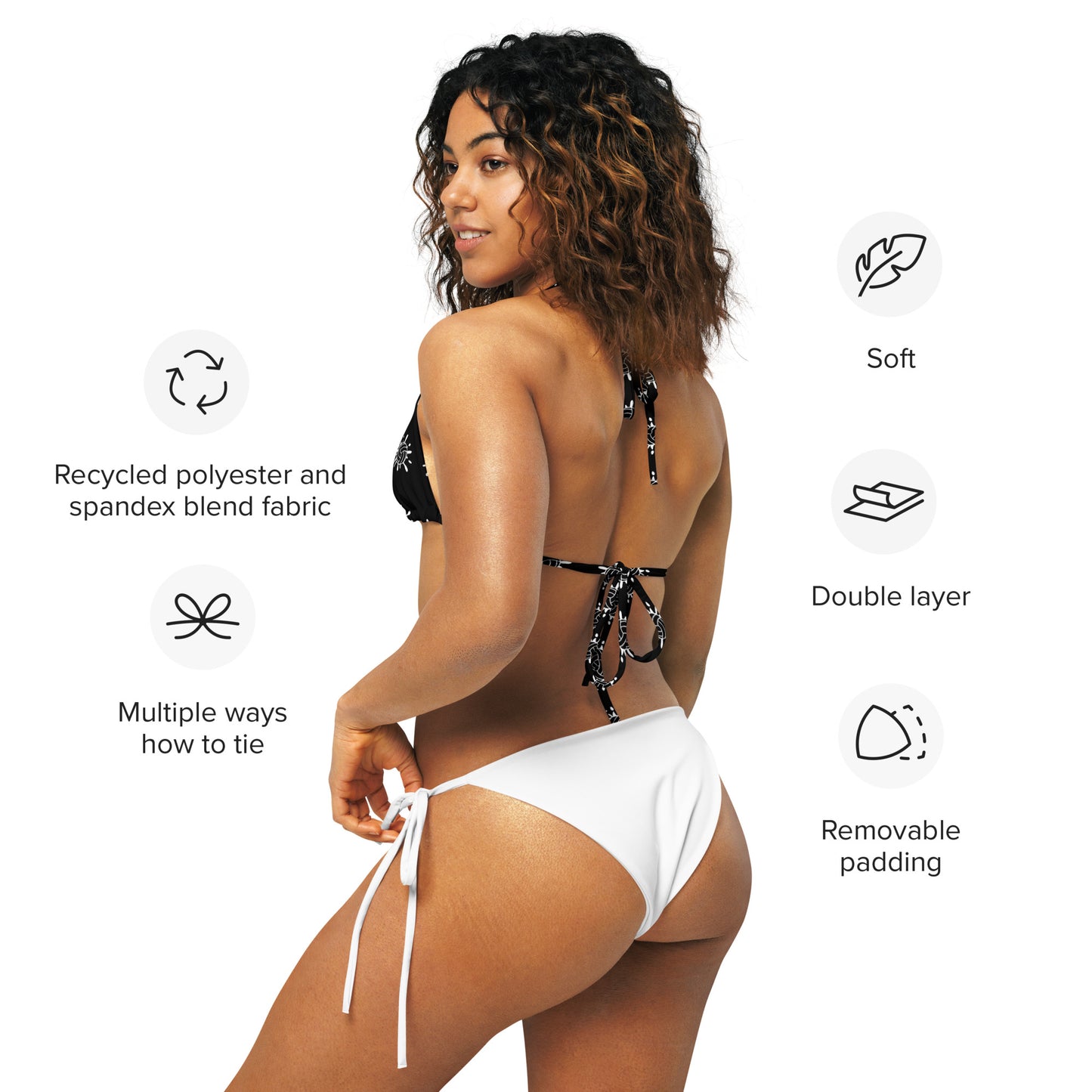 Black & White Women's Bikini Top - Summer Vibes Swimsuit for Women