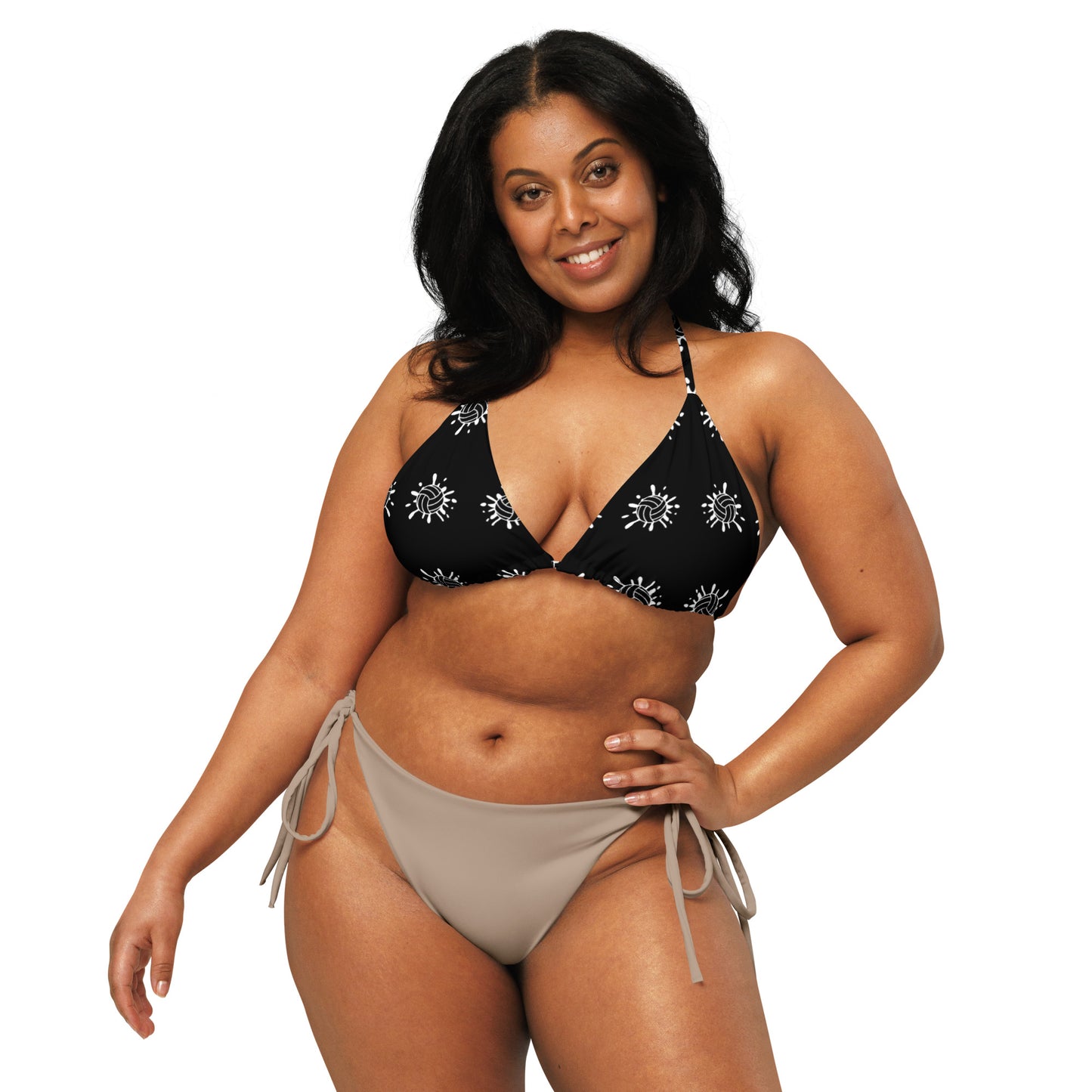 Black & White Women's Bikini Top - Summer Vibes Swimsuit for Women