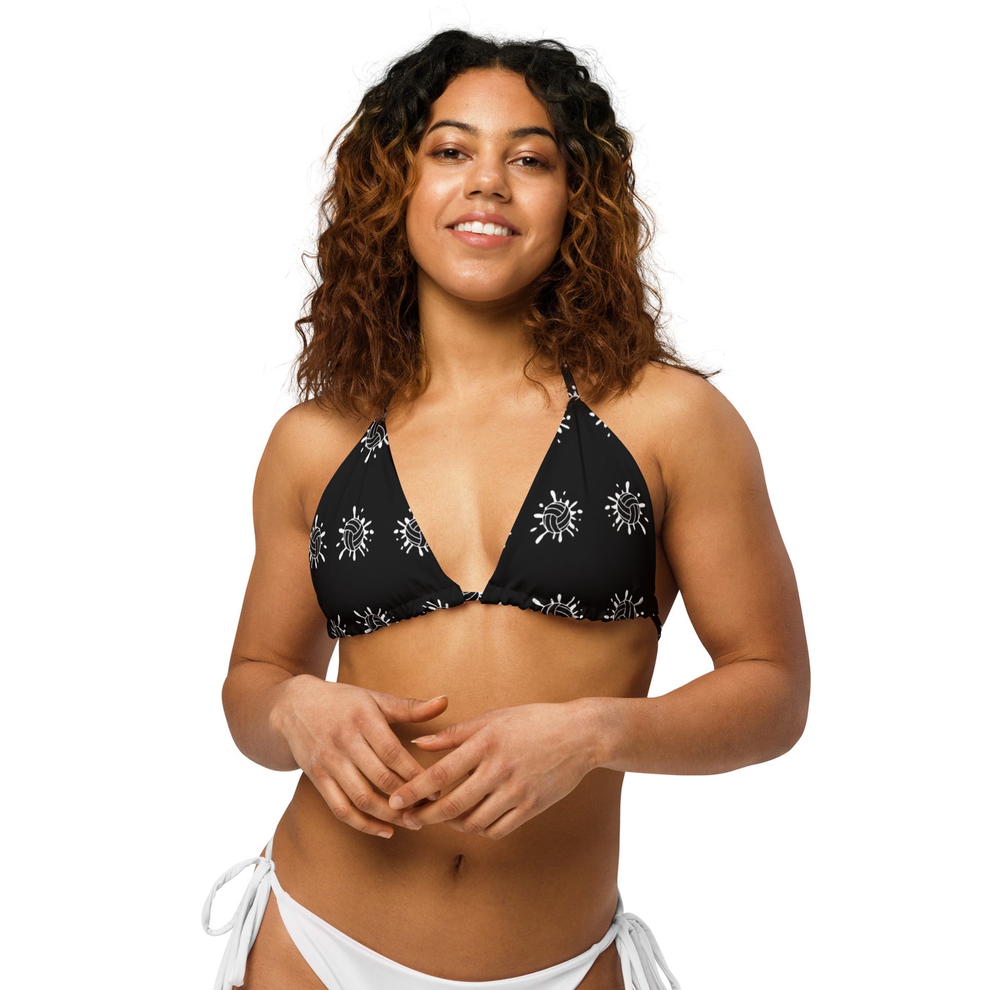 Black & White Women's Bikini Top - Summer Vibes Swimsuit for Women