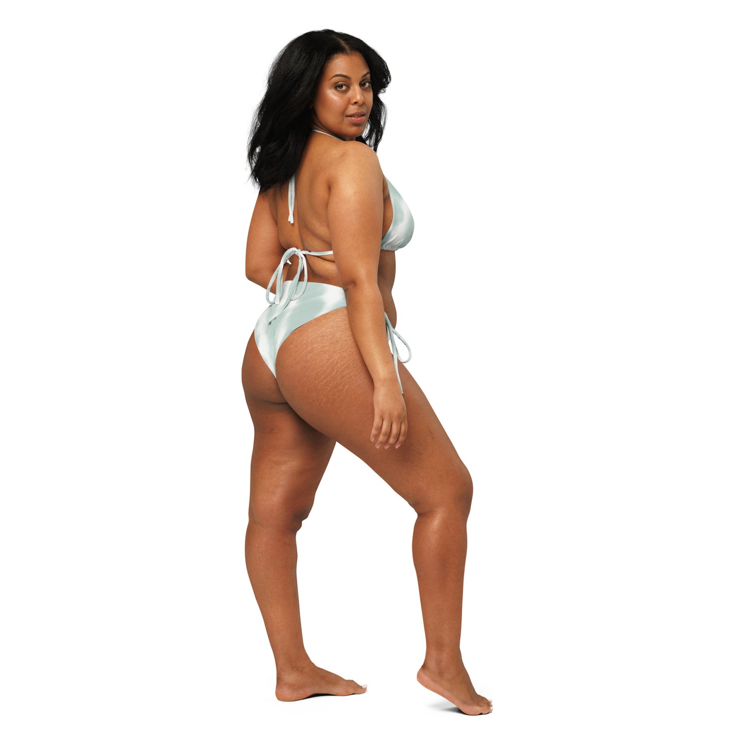 Women's Green & White Sustainable Summer Vibes: Recycled String Bikini