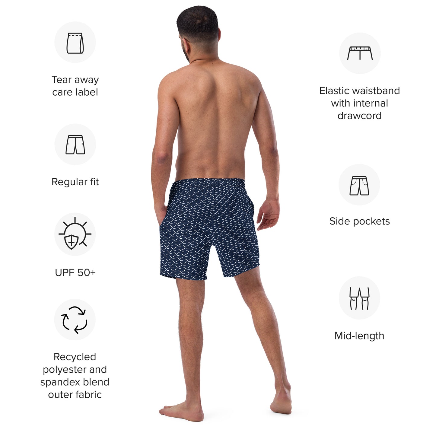 Men's Recycled Swim Trunks Blue Pattern | Summer Collection