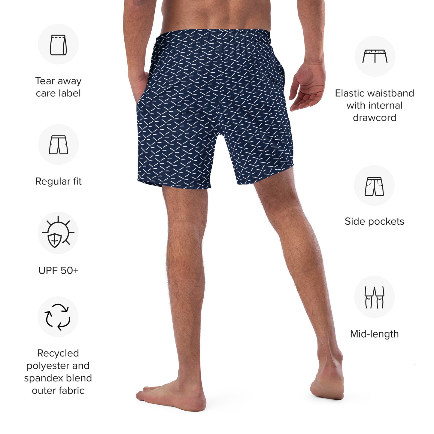 Men's Recycled Swim Trunks Blue Pattern | Summer Collection
