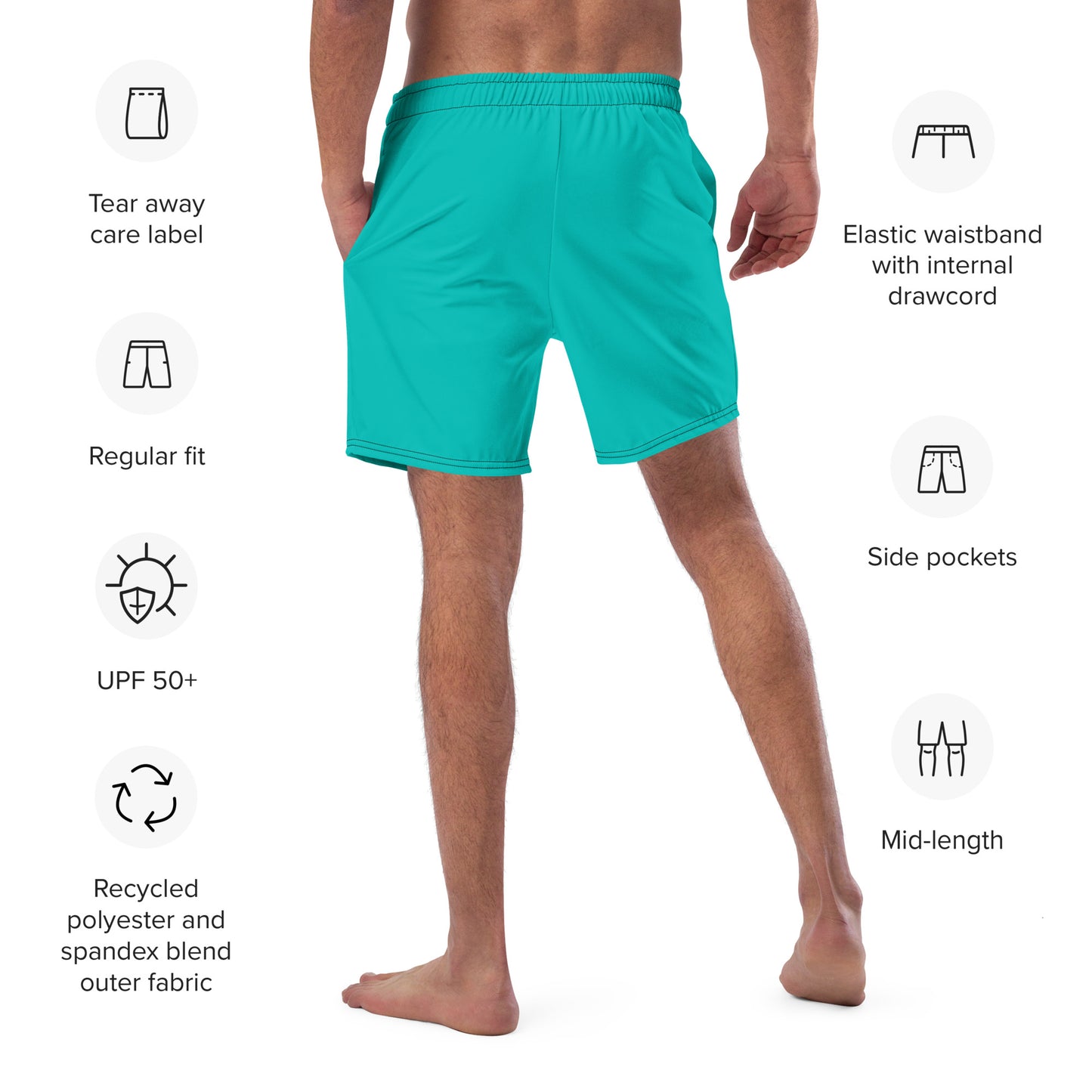 Men's Recycled Swim Trunks AQUA | Summer Collection Eco-Friendly Swimwear