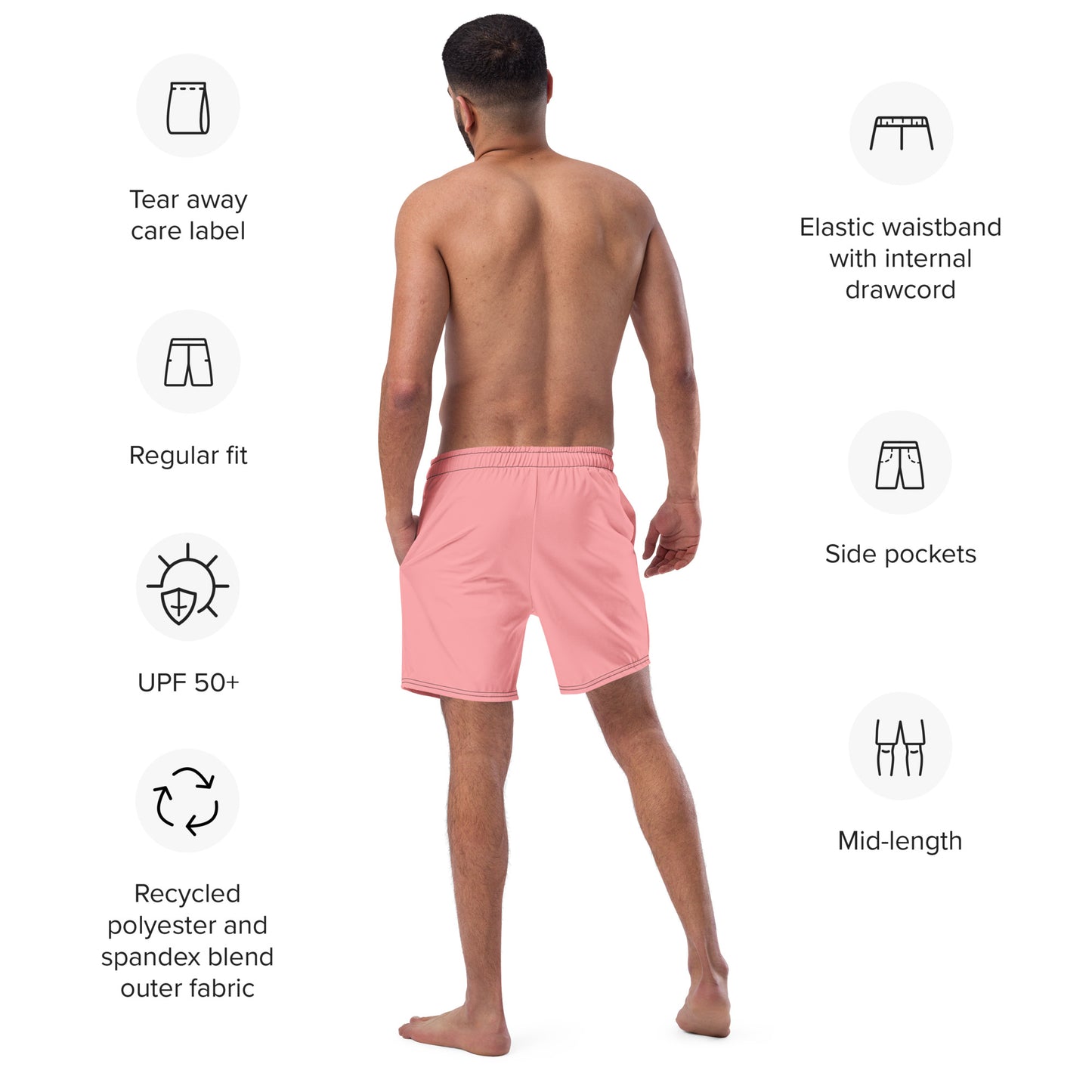 Recycled Swim Trunks Pink Panther - Eco-Friendly Performance Swimwear