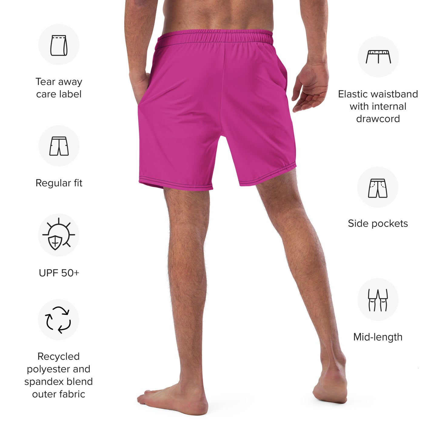 Eco-Friendly Recycled Swim Trunks Pink - Performance Swimwear