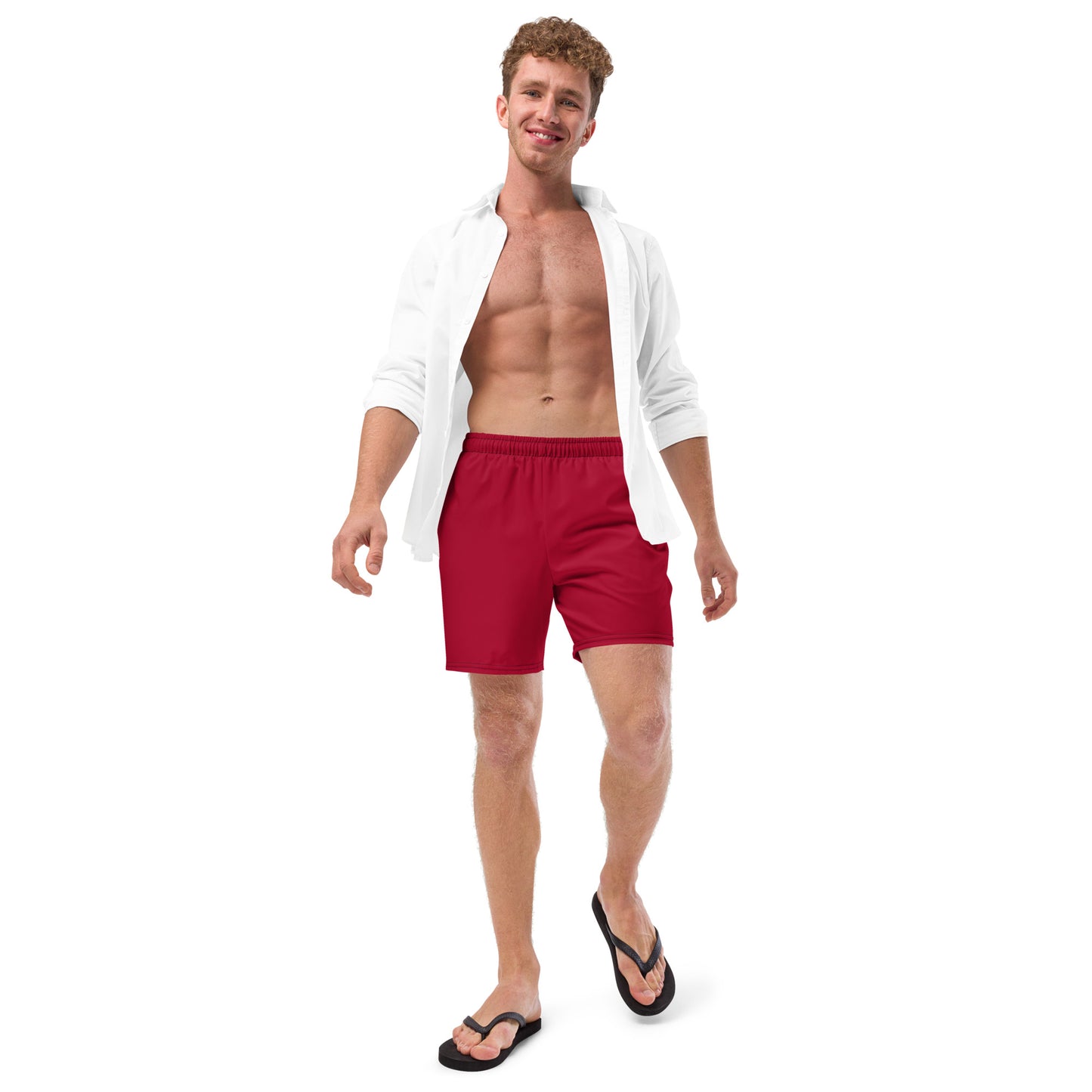 Eco-Friendly Recycled Swim Trunks Red - Sustainable Beachwear